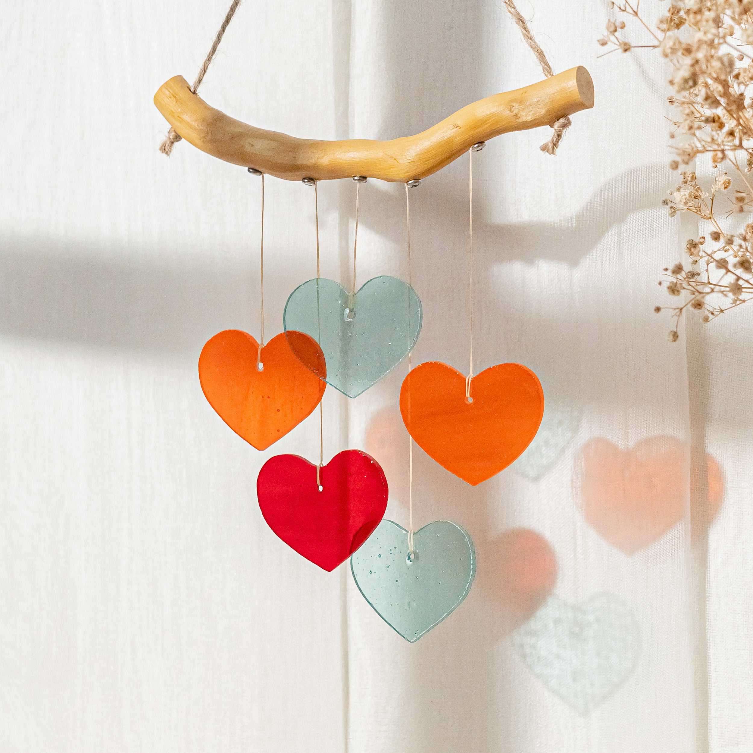 Heart Stained Glass Suncatcher Glass for Home Decoration Q09