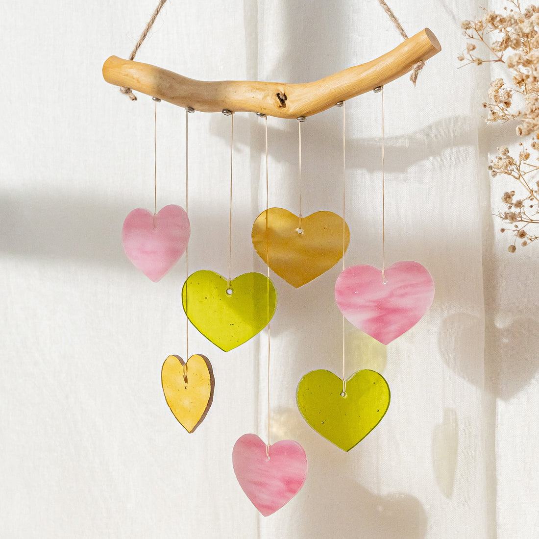 Heart Stained Glass Suncatcher Glass for Wall Hanging Q09