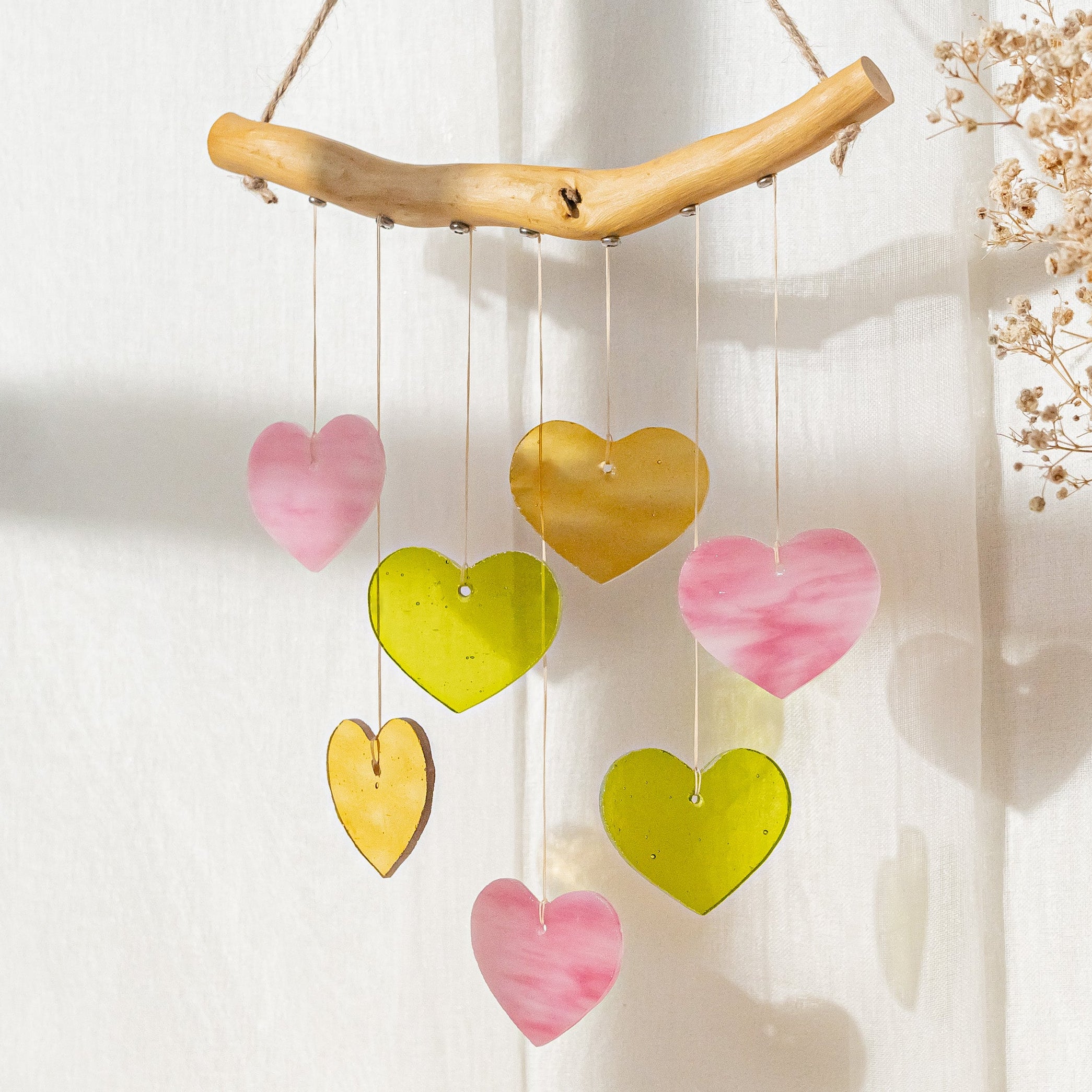 Heart Stained Glass Suncatcher Glass for Home Decoration Q09