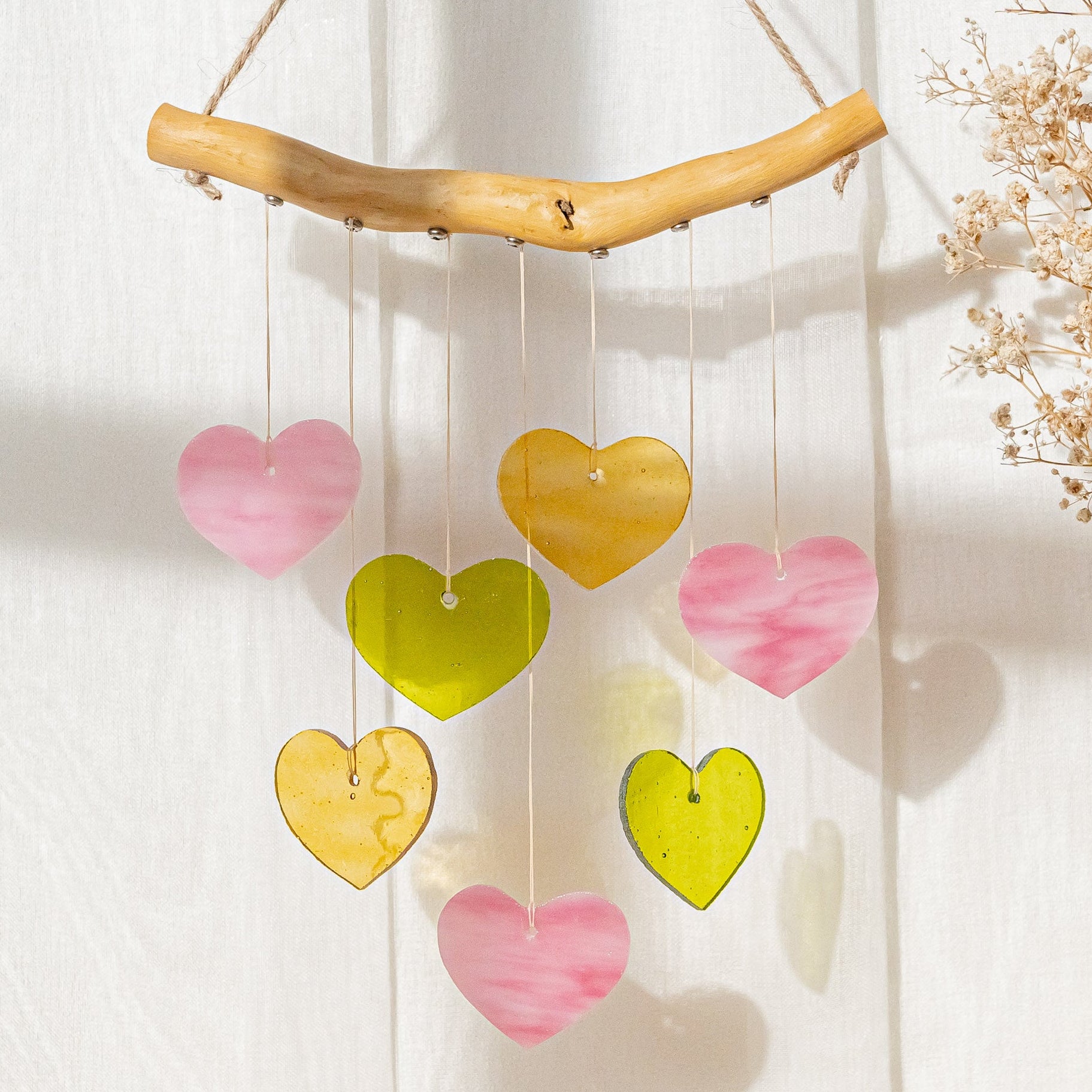 Heart Stained Glass Suncatcher Glass for Home Decoration Q09