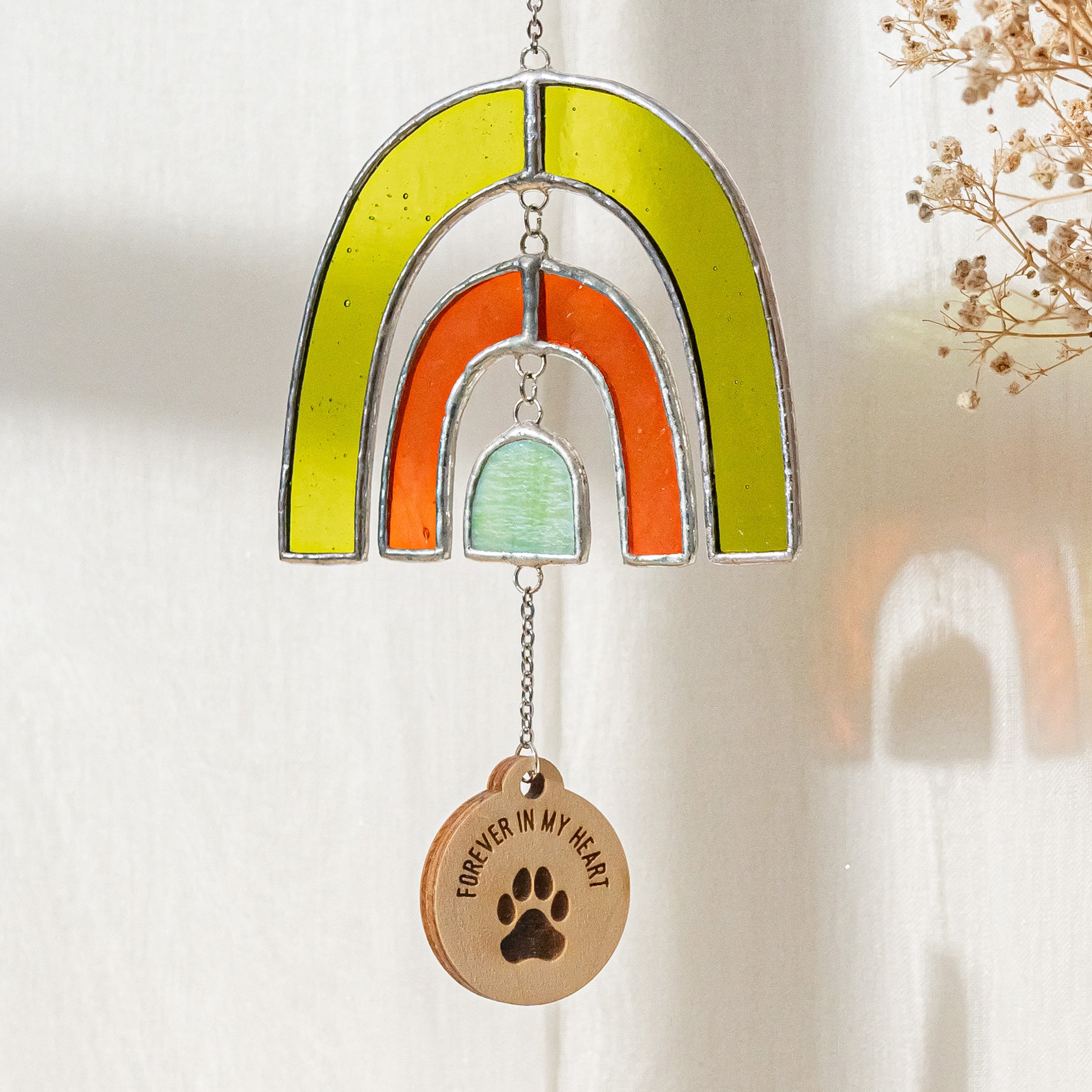 Personalized Rainbow Pet Memorial Suncatcher, Dog ornaments for F32