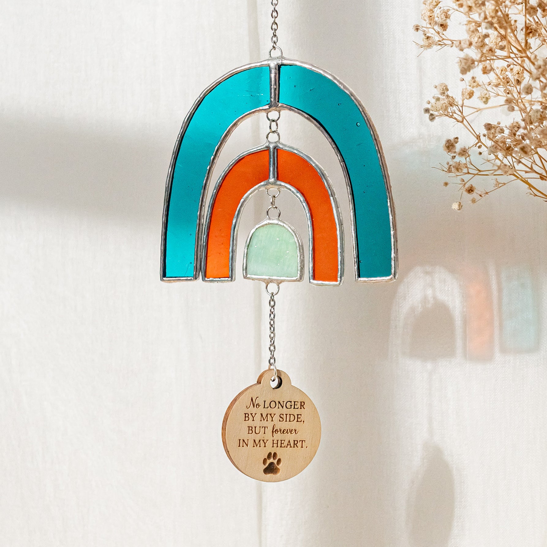 Personalized Rainbow Pet Memorial Suncatcher, Dog ornaments for F32