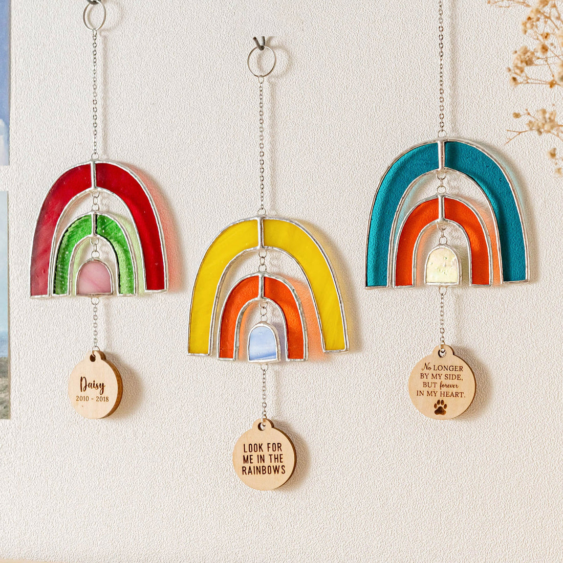 Personalized Rainbow Pet Memorial Suncatcher, Dog ornaments and F32
