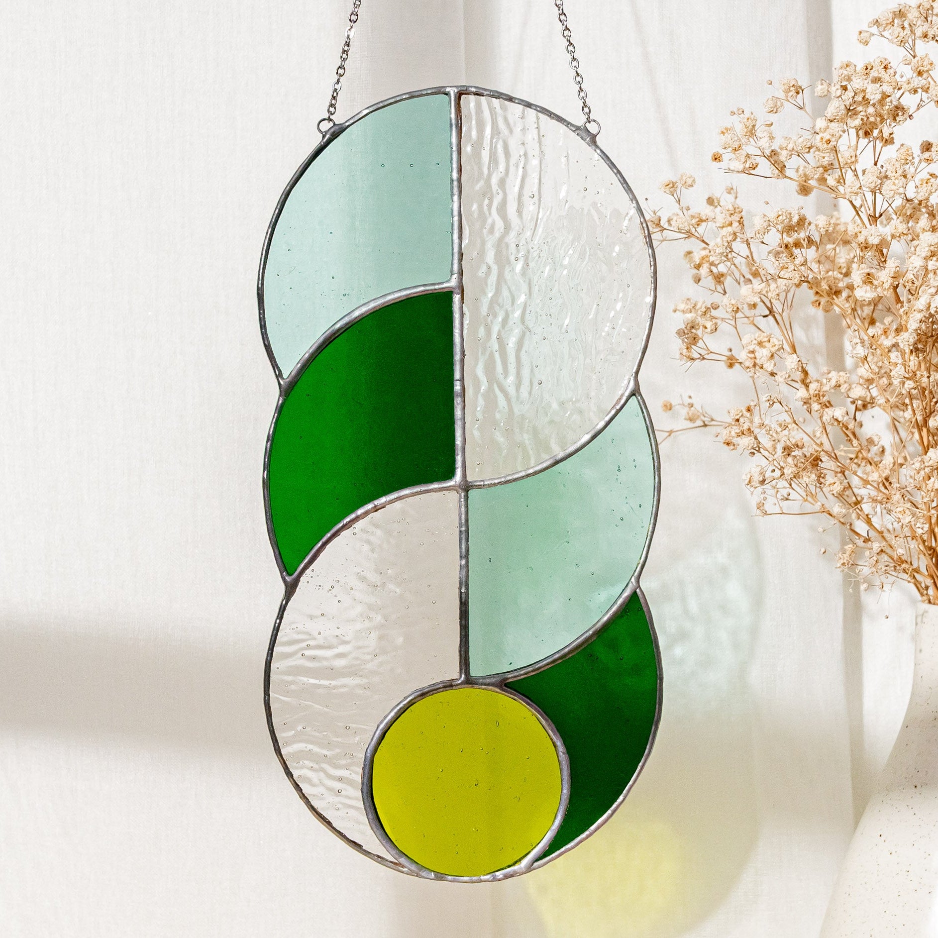 Stained Glass Abstract Suncatcher for Rustic Wall Decoration F84