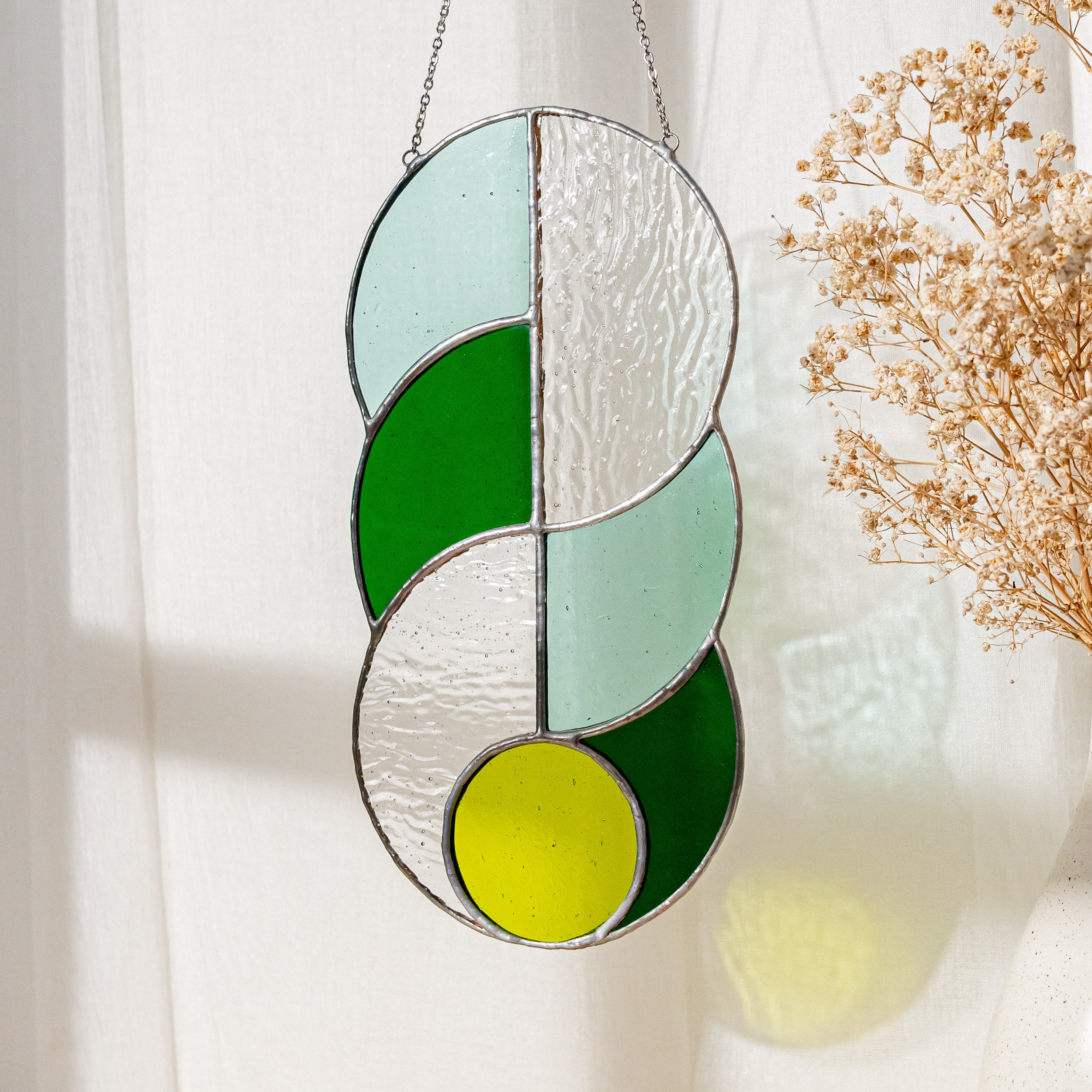 Stained Glass Abstract Suncatcher for Rustic Wall Decoration F84