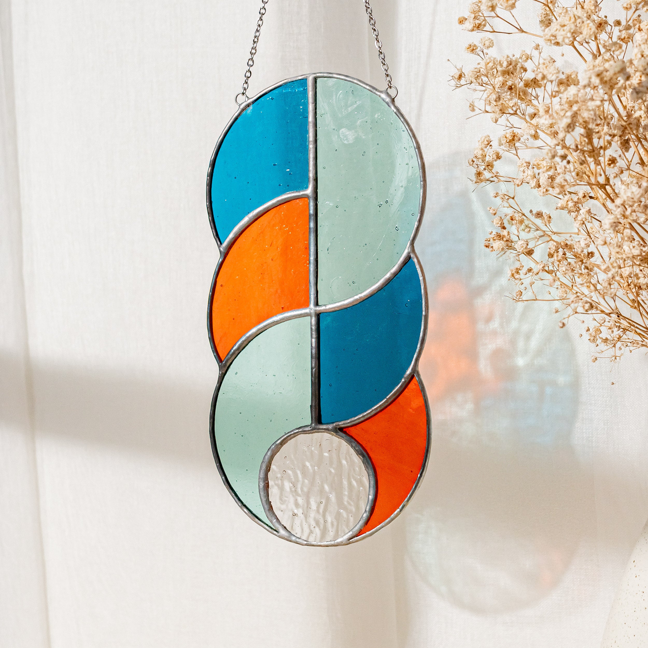 Stained Glass Abstract Suncatcher for Rustic Wall Decoration F84