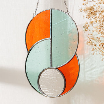 Stained Glass Abstract Suncatcher for Rustic Home Decoration F85