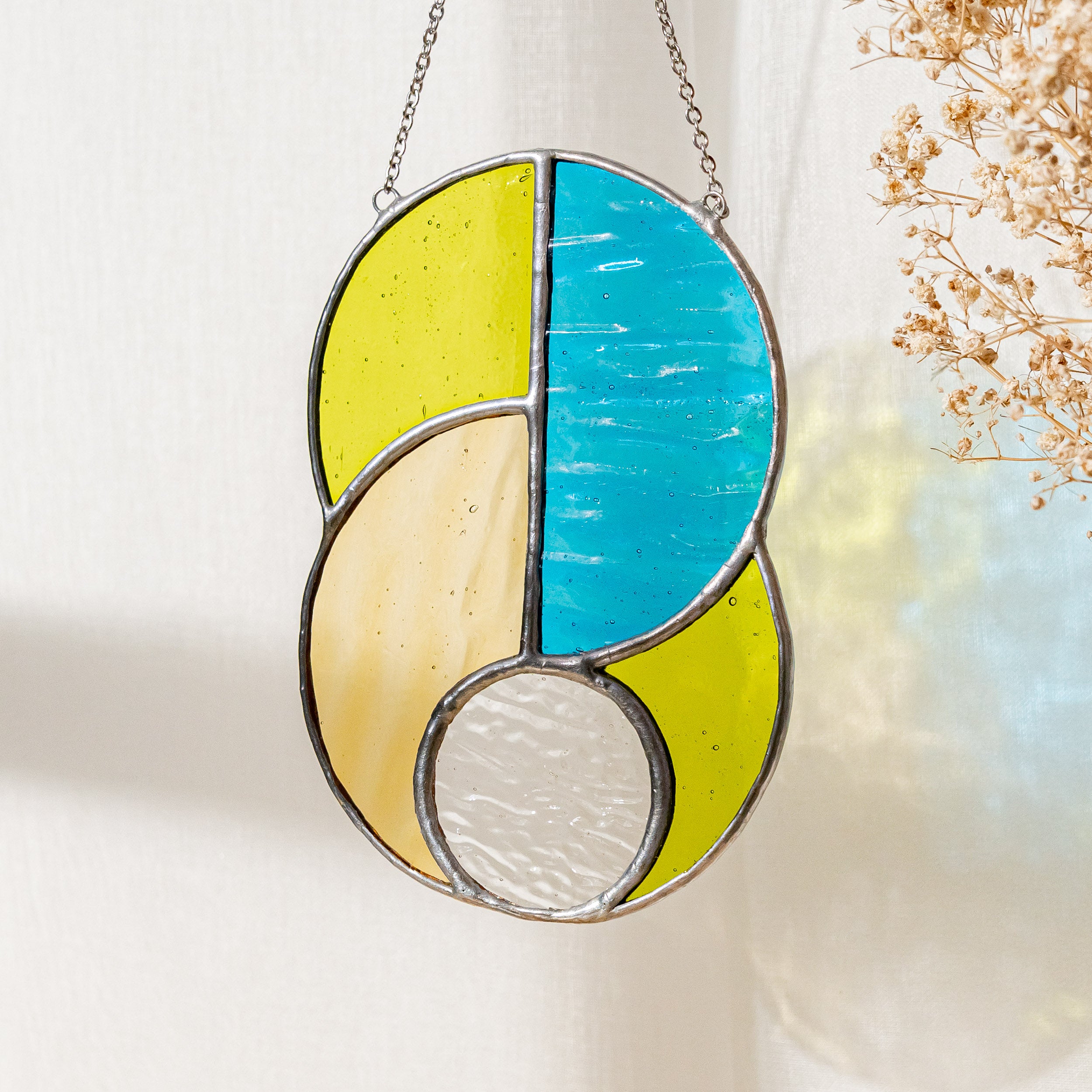 Stained Glass Abstract Suncatcher for Boho Home Decor F85