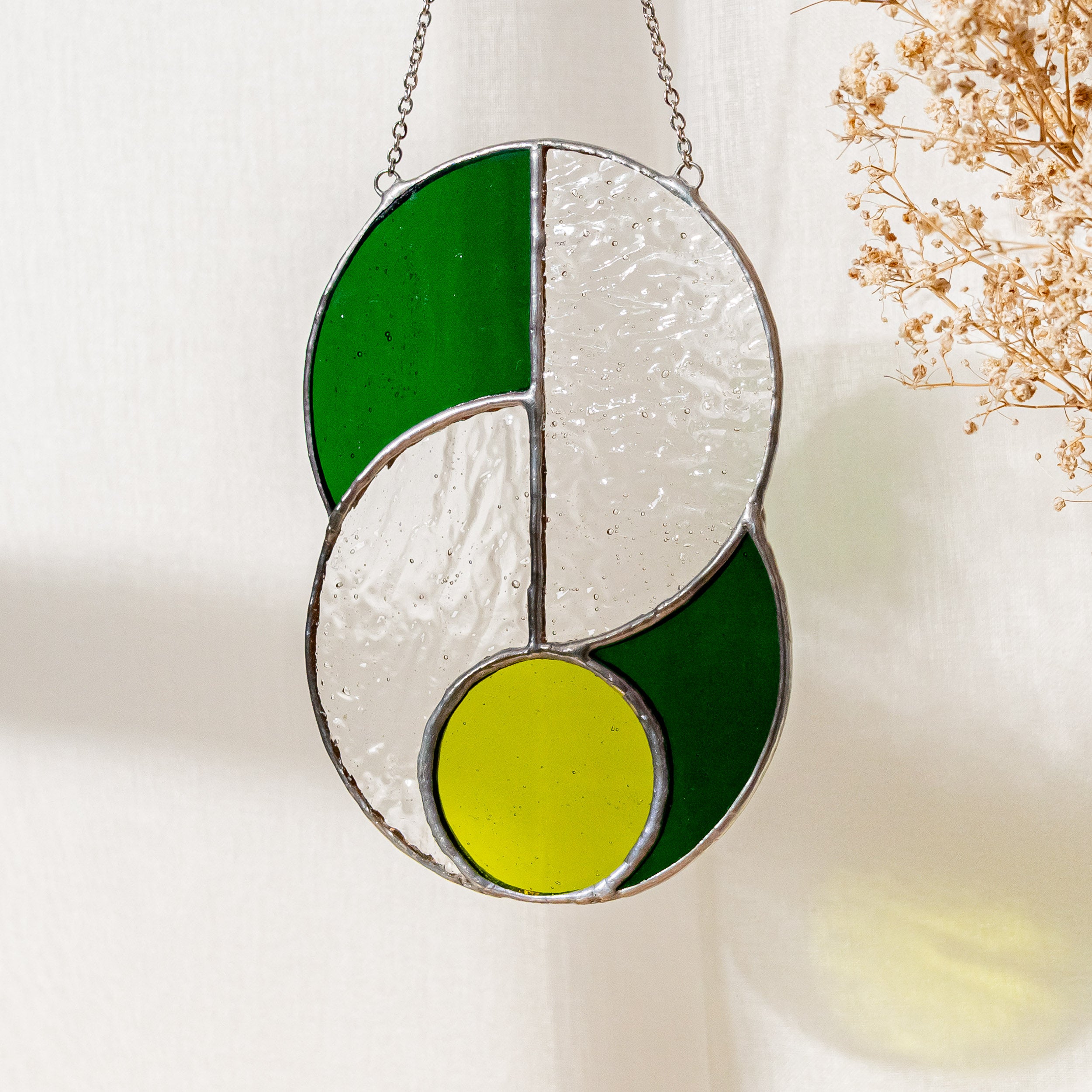 Stained Glass Abstract Suncatcher for Boho Home Decor F85