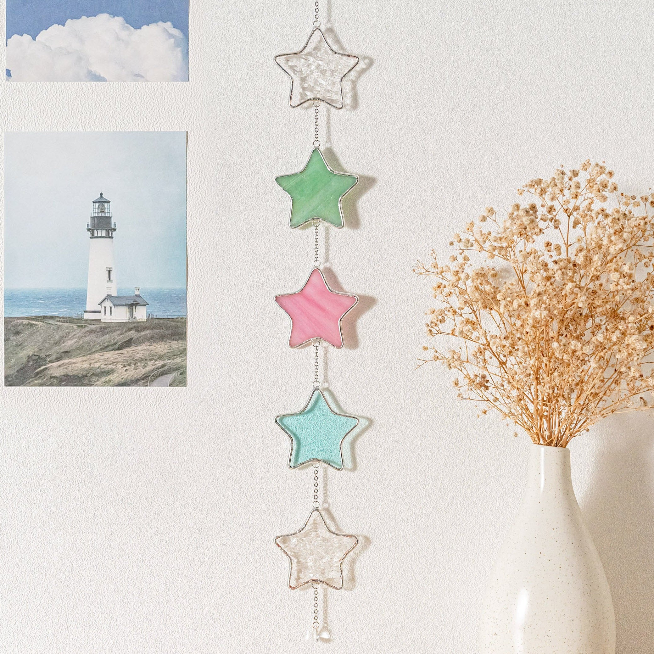 Star Stained Glass Garland glass for Garland Decor Q10