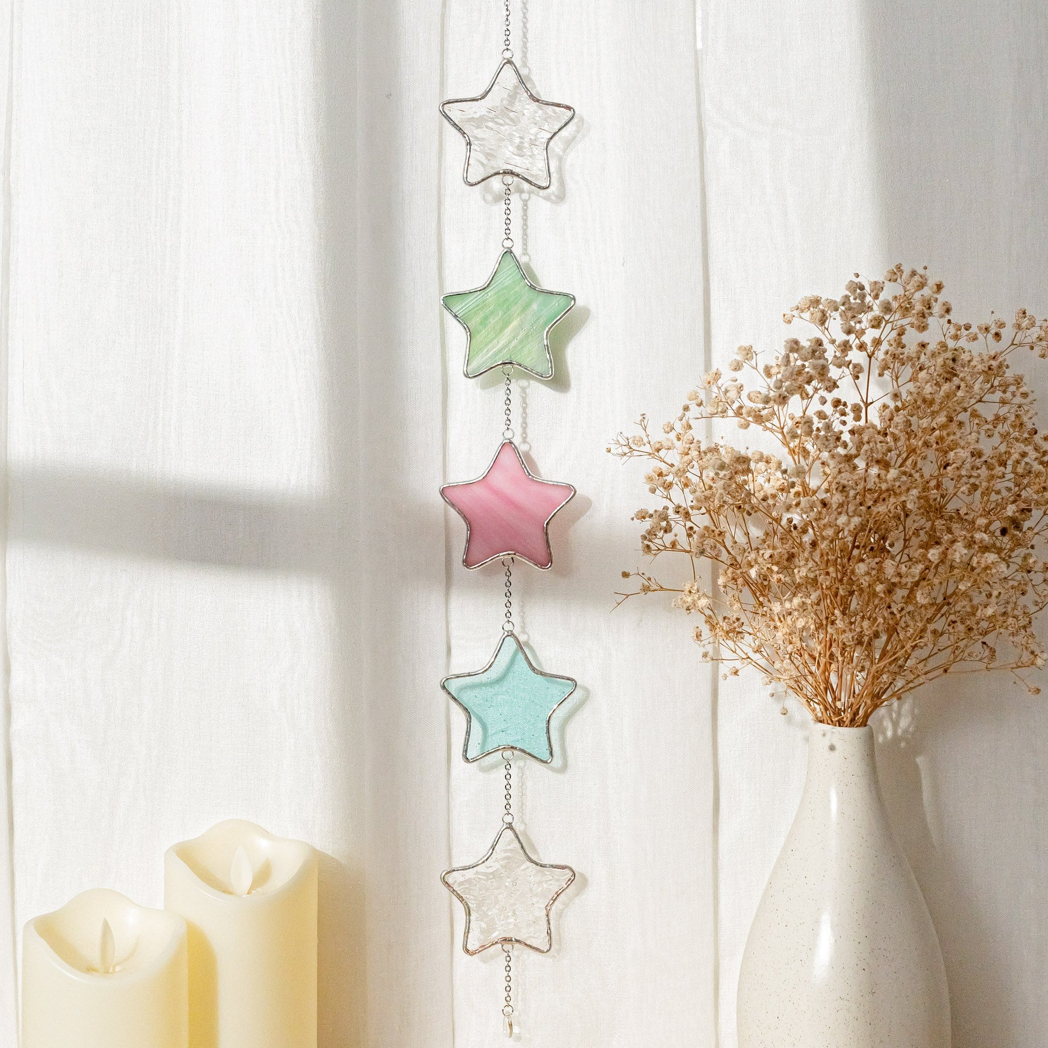 Star Stained Glass Garland glass for Garland Decor Q10