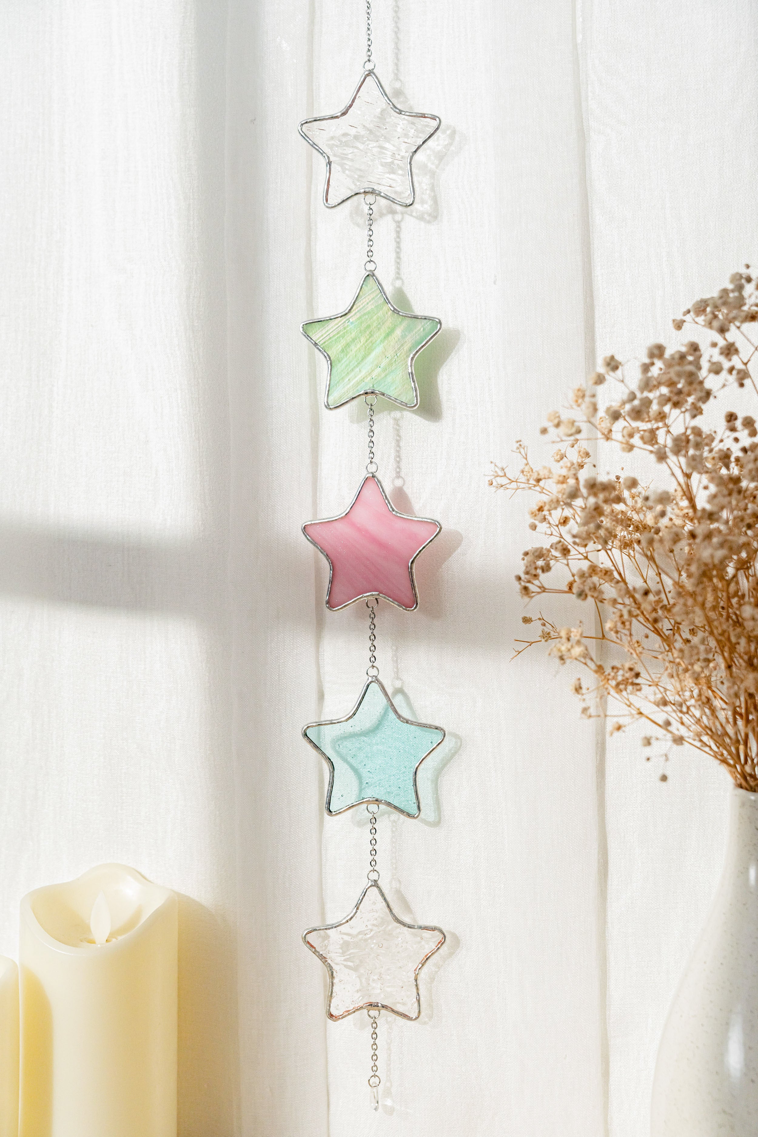 Stained Glass Star Window Garland For Colorful Whimsical Decor