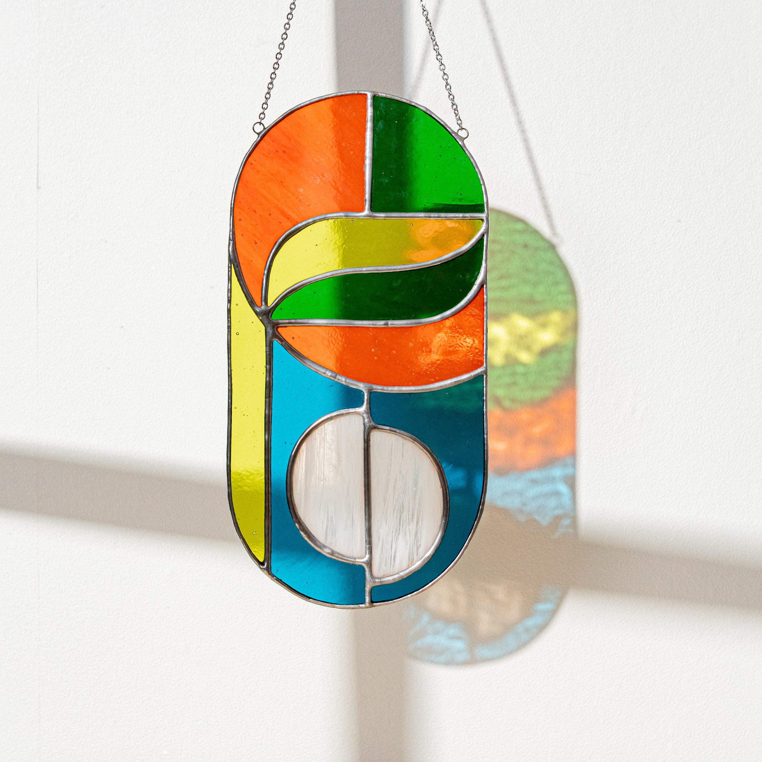 Stained Glass Abstract Suncatcher Glass for Garden Stakes F83