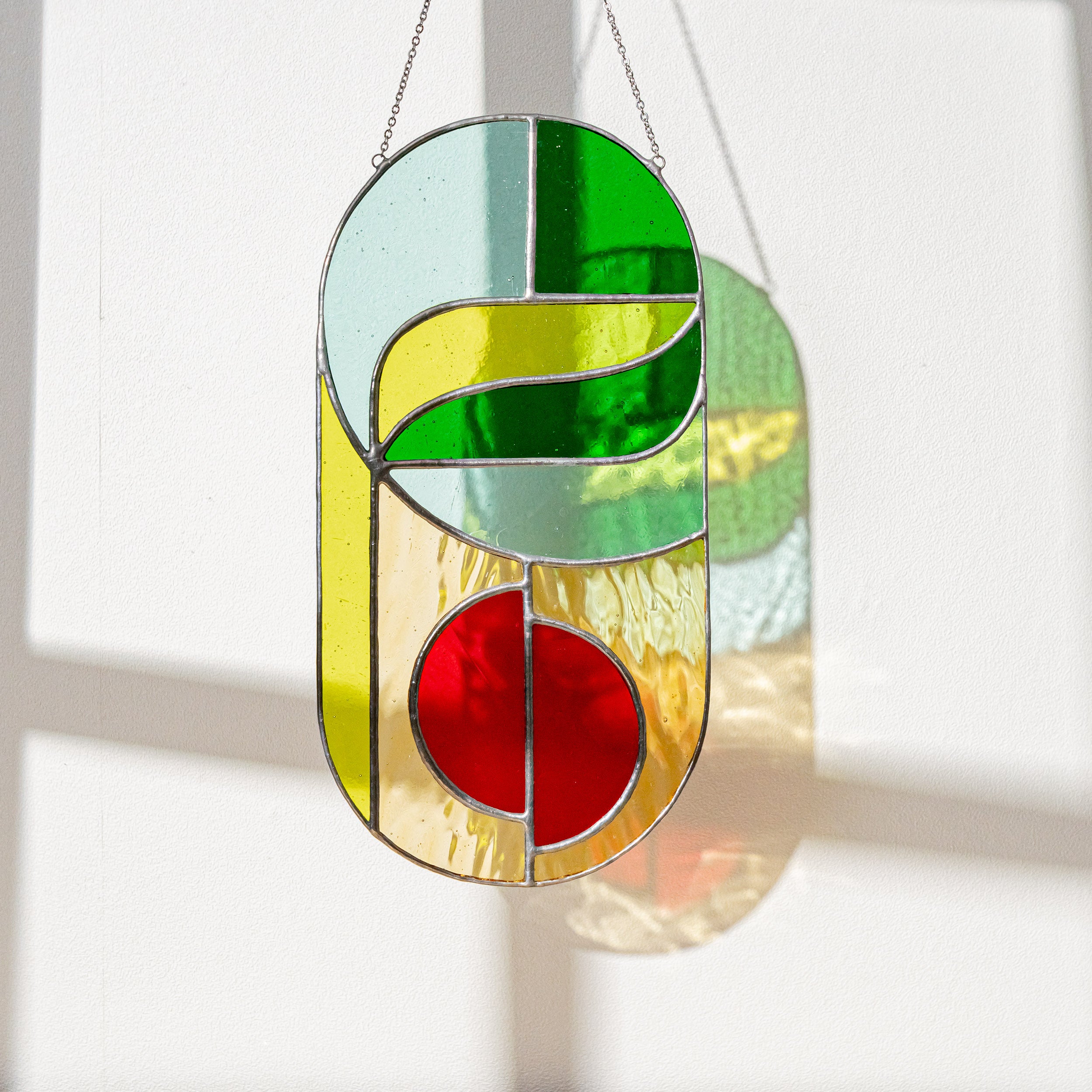 Stained Glass Abstract Suncatcher Glass for Garden Stakes F83