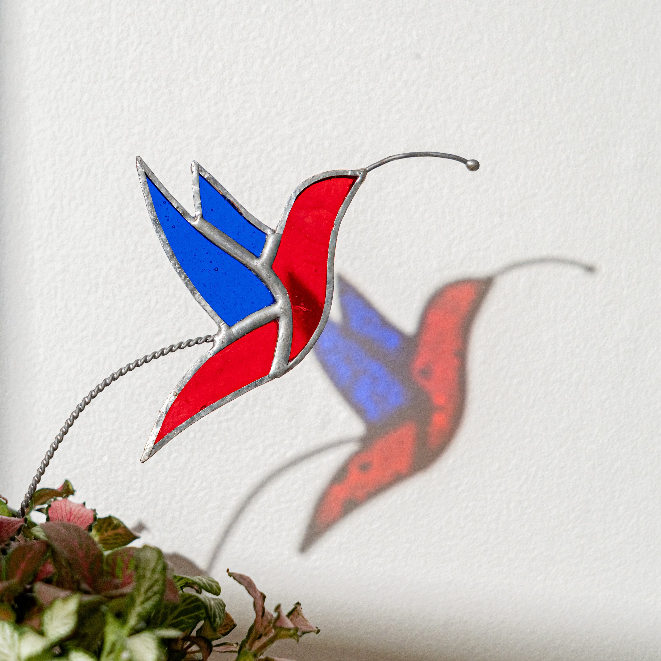 Stained Glass Hummingbird Plant Stakes Glass for Plant Stakes F41