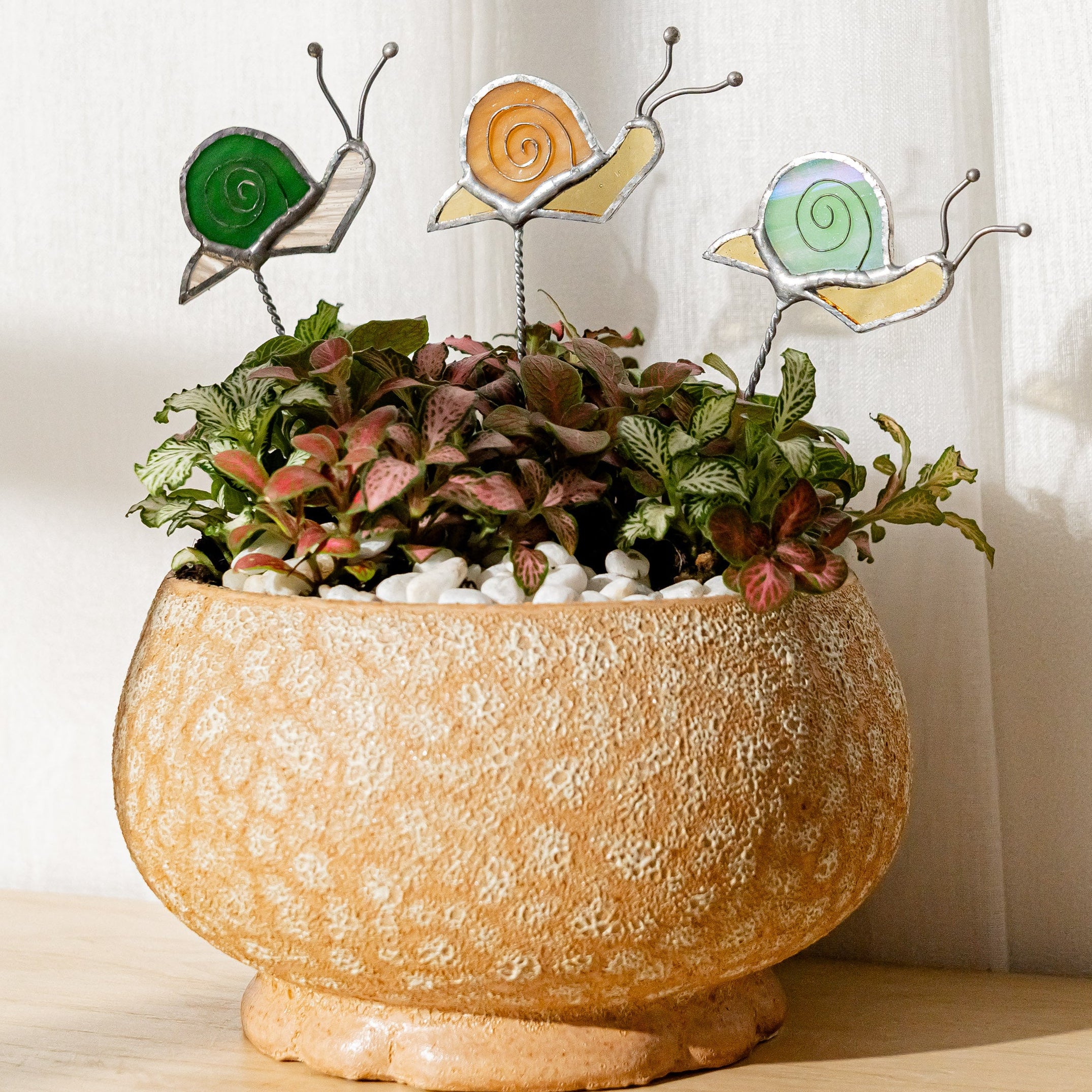 Stained Glass Snail Plant Stakes Decor for Plant Support F42