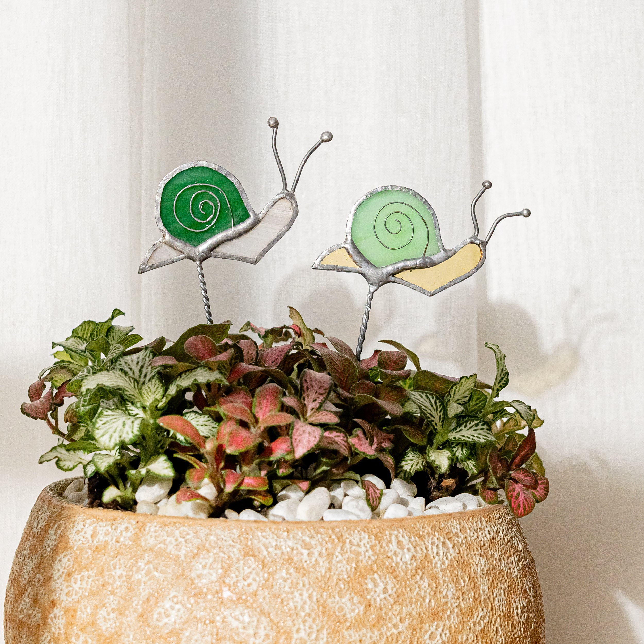 Stained Glass Snail Plant Stakes Decor for Plant Support F42