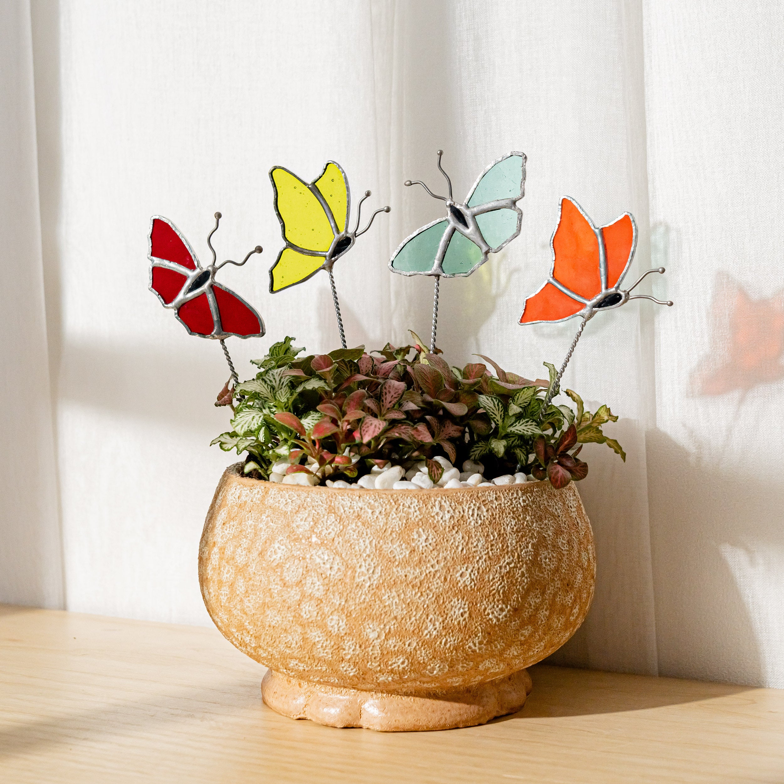 Stained Glass Butterfly Plant Stakes glass for Plant Support F43