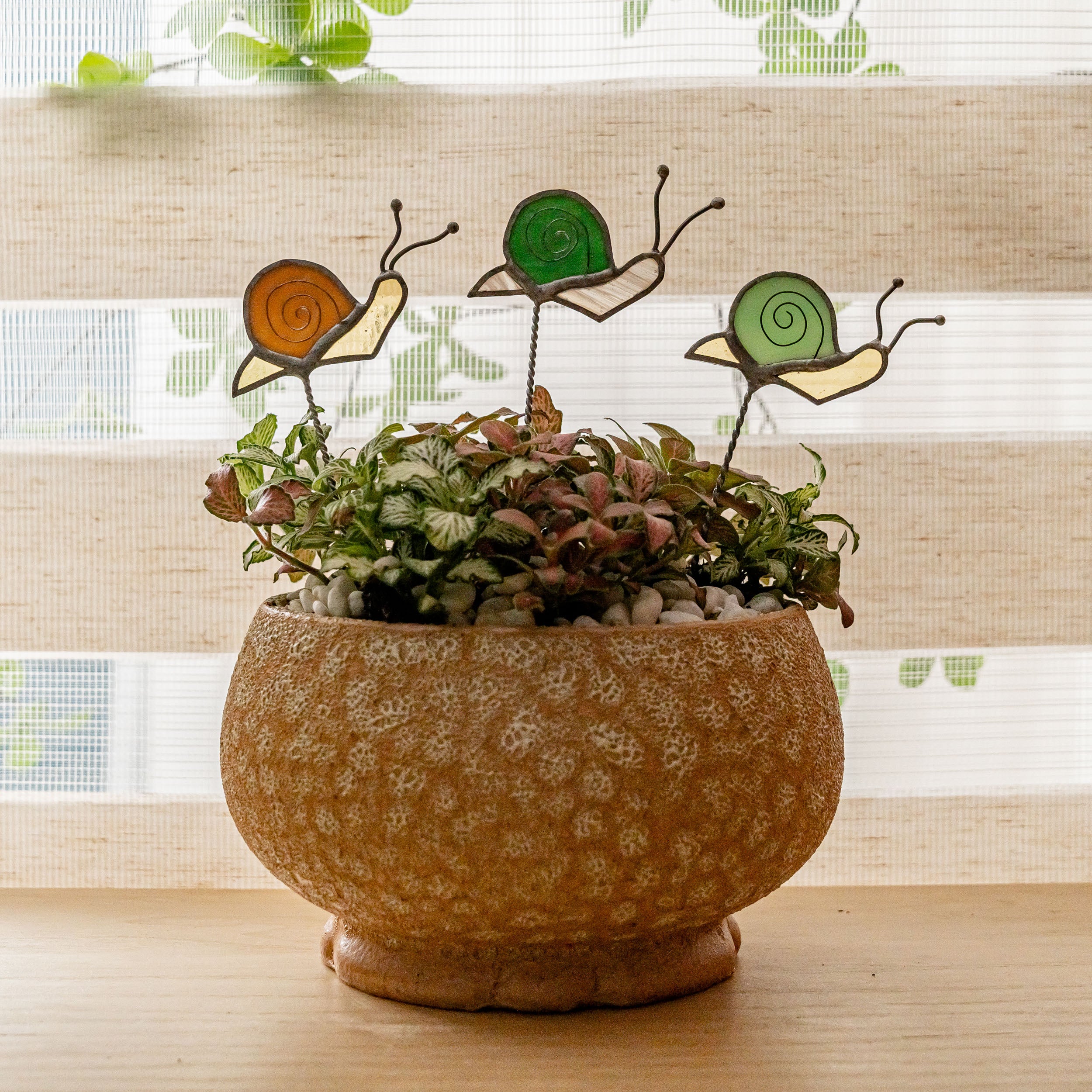 Stained Glass Snail Plant Stakes Decor for Plant Support F42