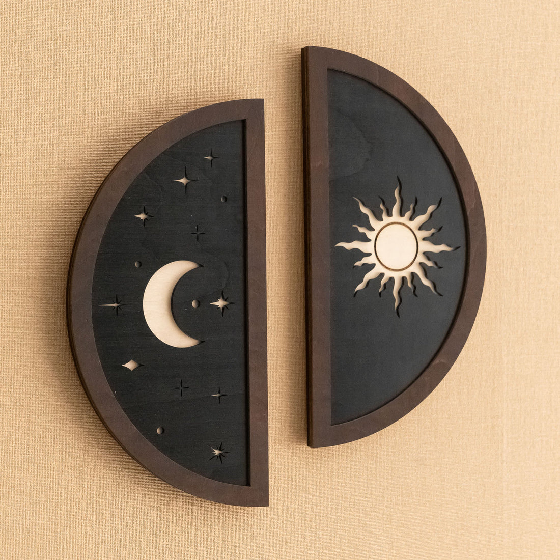 Wooden Sun Moon Wall Art, Modern wall decor and art Y57