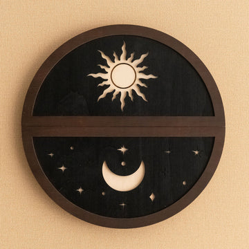 Wooden Sun Moon Wall Art for Celestial wall art, decor Y57