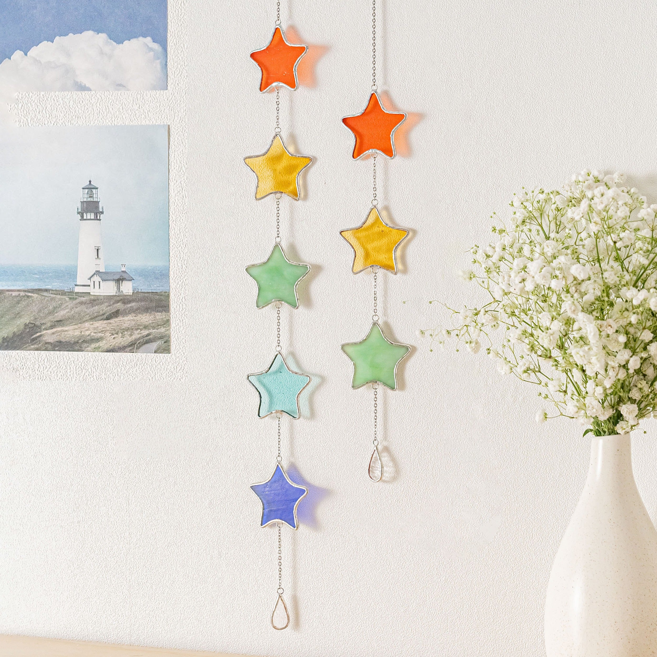 Star Stained Glass Garland glass for Garland Decor Q10