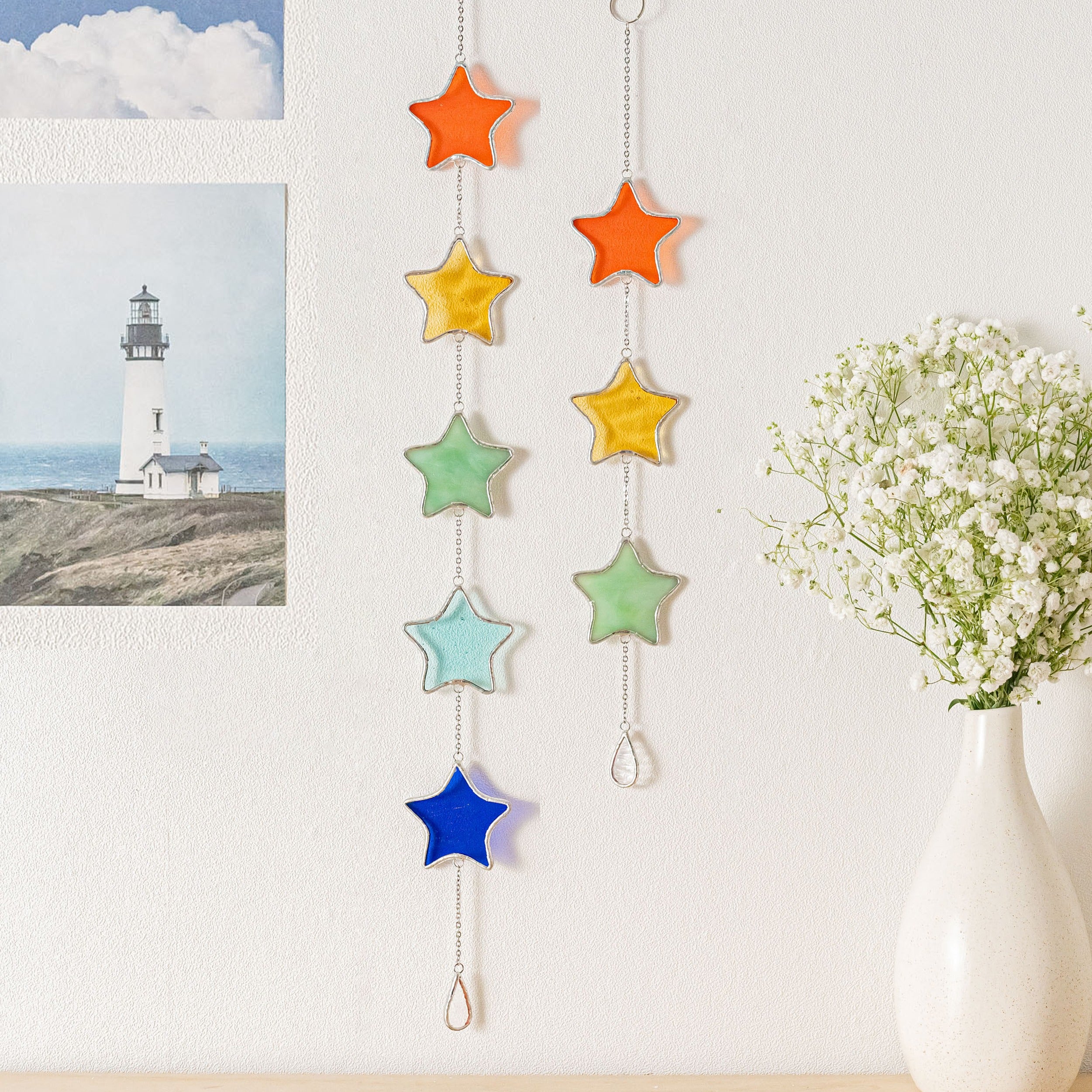 Stained Glass Star Window Garland For Colorful Whimsical Decor