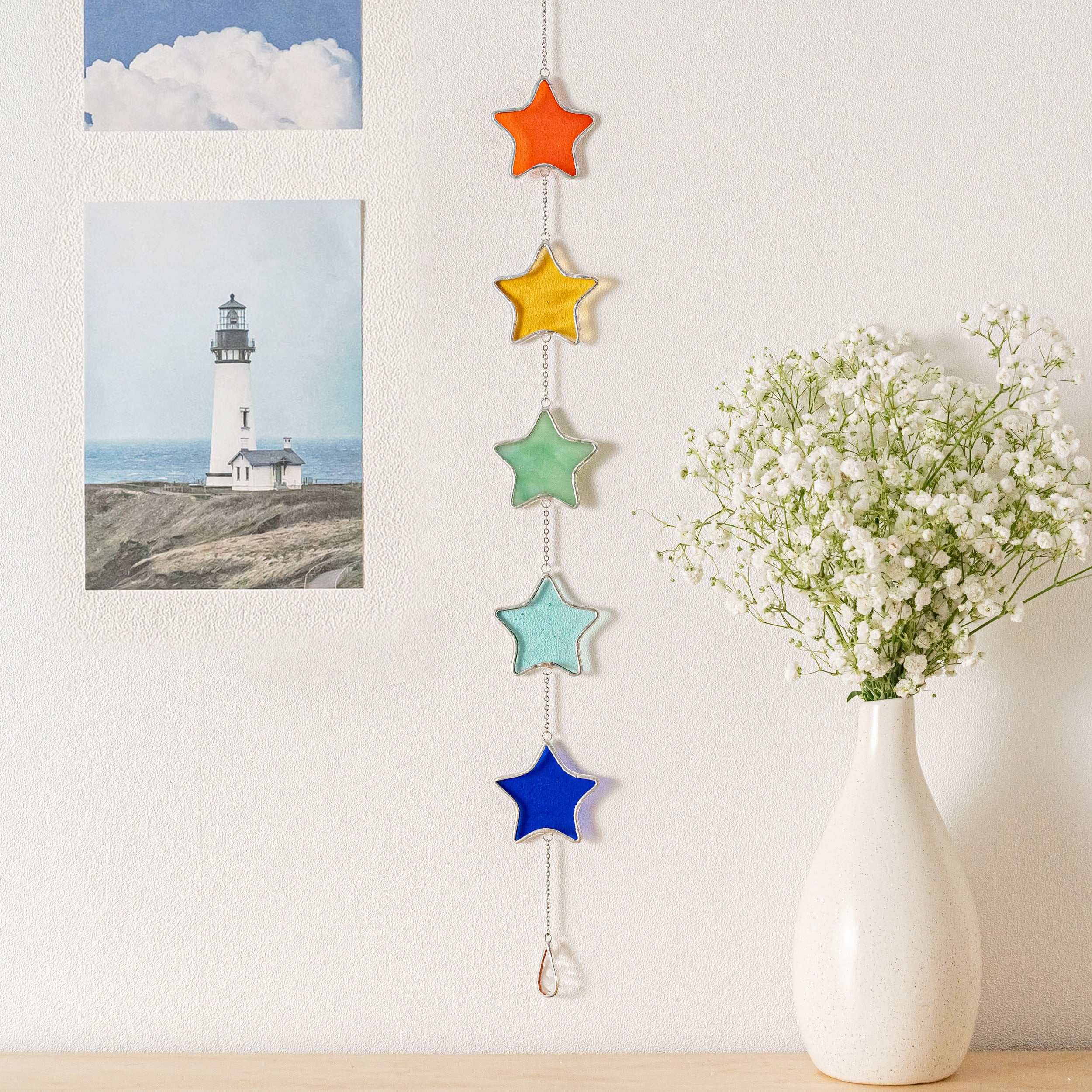 Star Stained Glass Garland glass for Garland Decor Q10