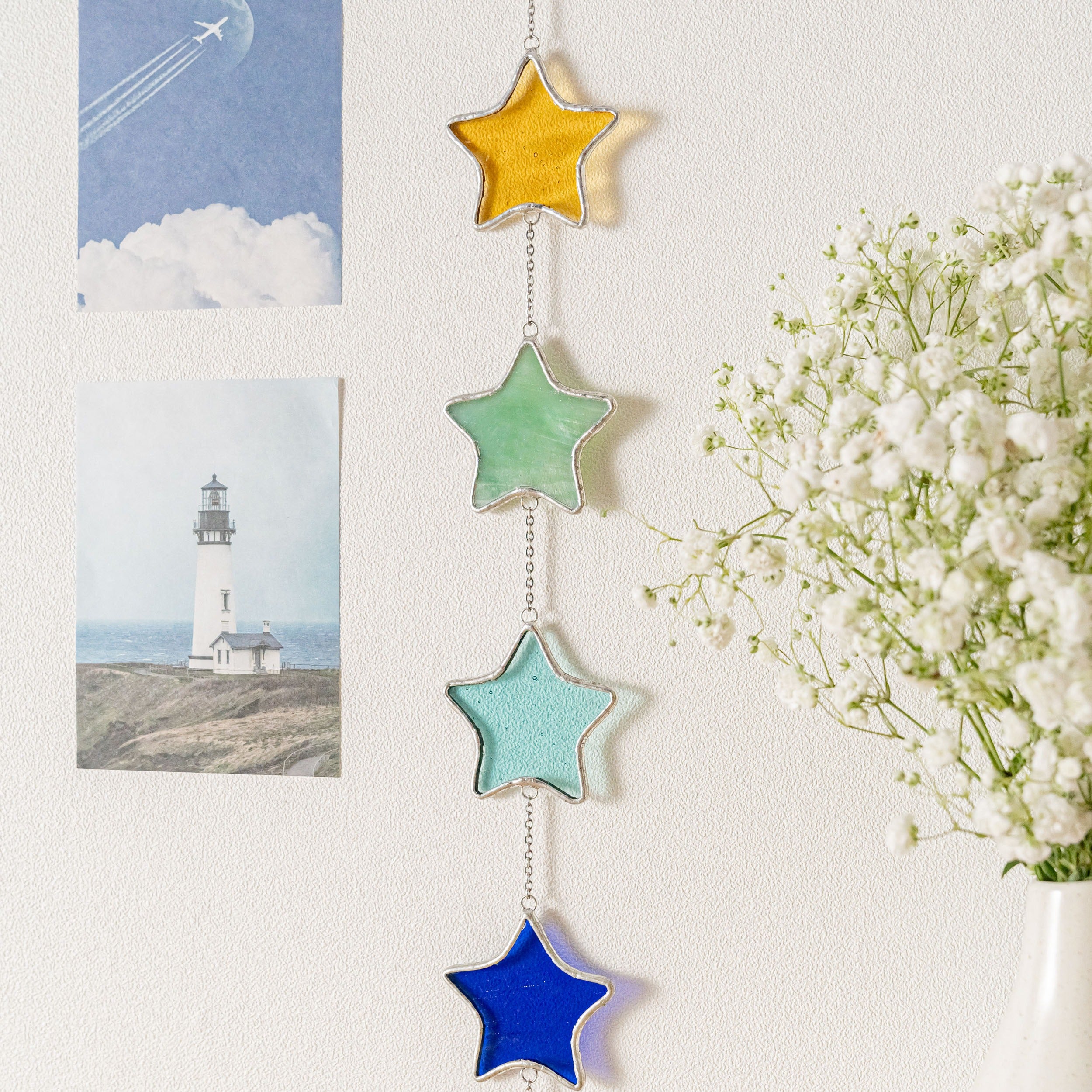 Star Stained Glass Garland glass for Garland Decor Q10