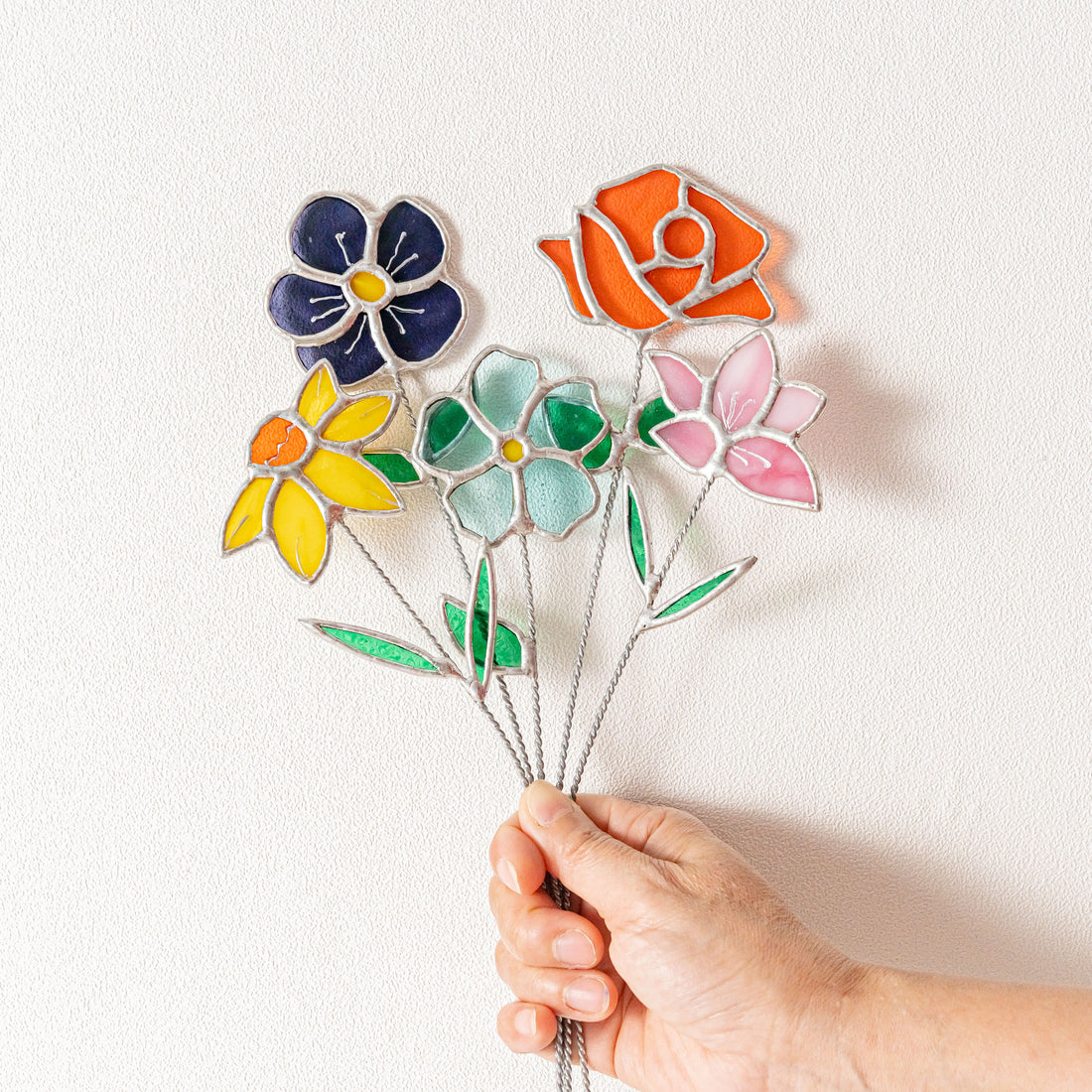 Stained Glass Birth Month Flower For Unique Plant Decor Accent
