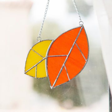Leaves Stained Glass, Stained glass window hangings F31