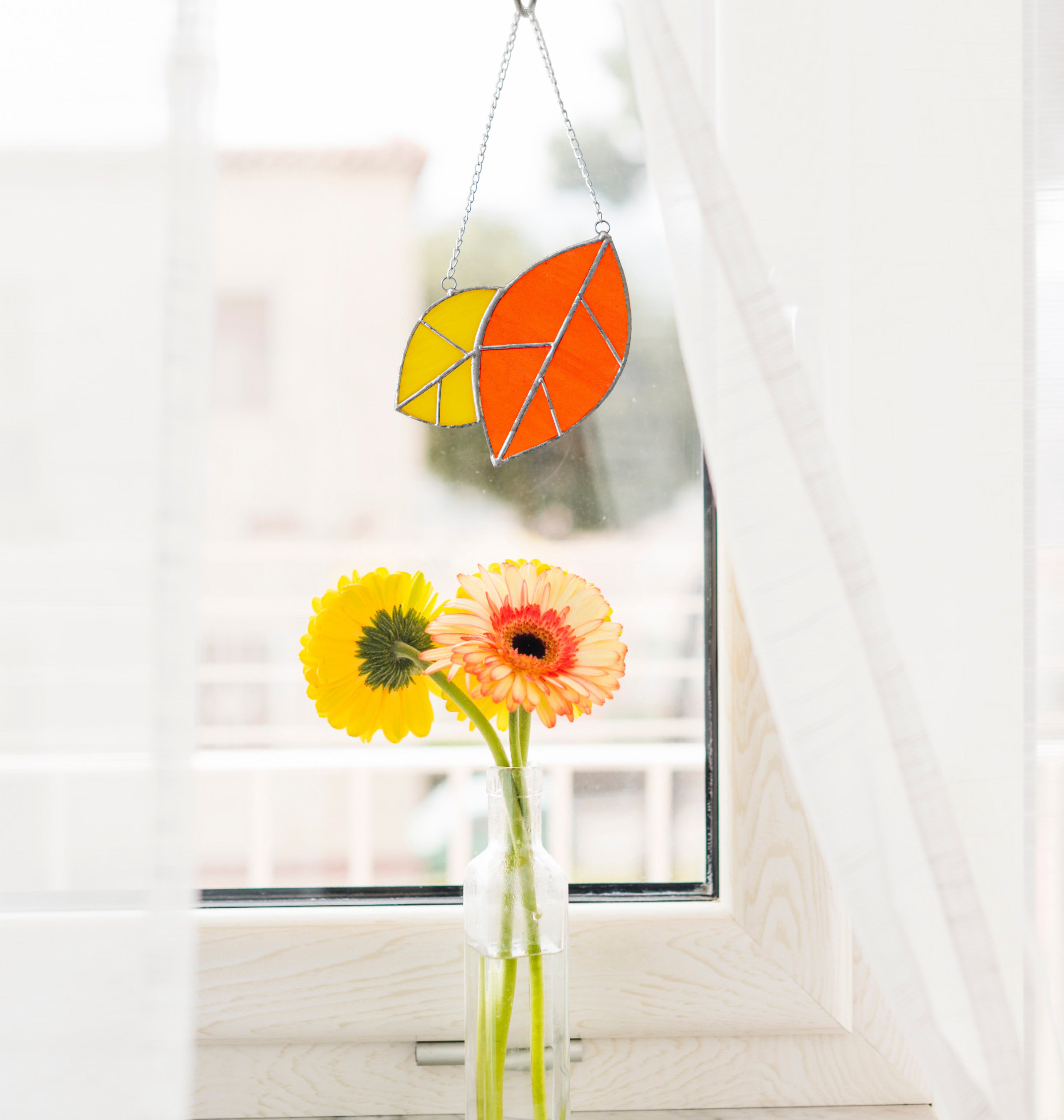 Leaves Stained Glass for Tropical style art, boho F31