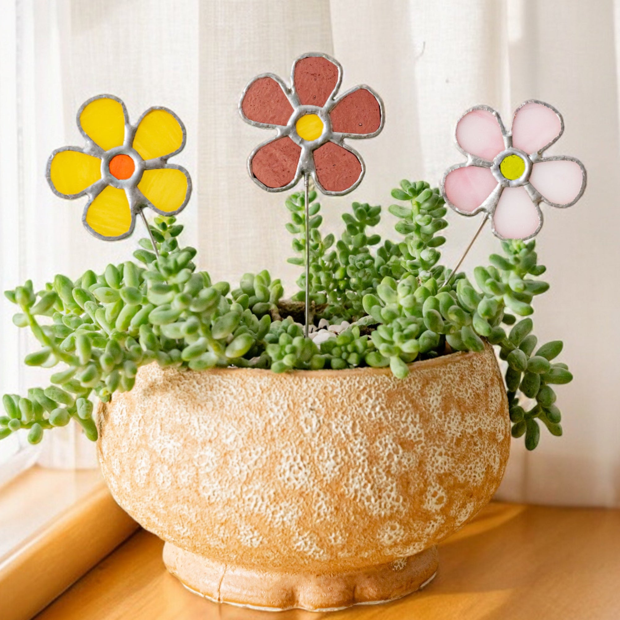 Stained Glass Flower Plant Stakes glass for Plant Stakes F39
