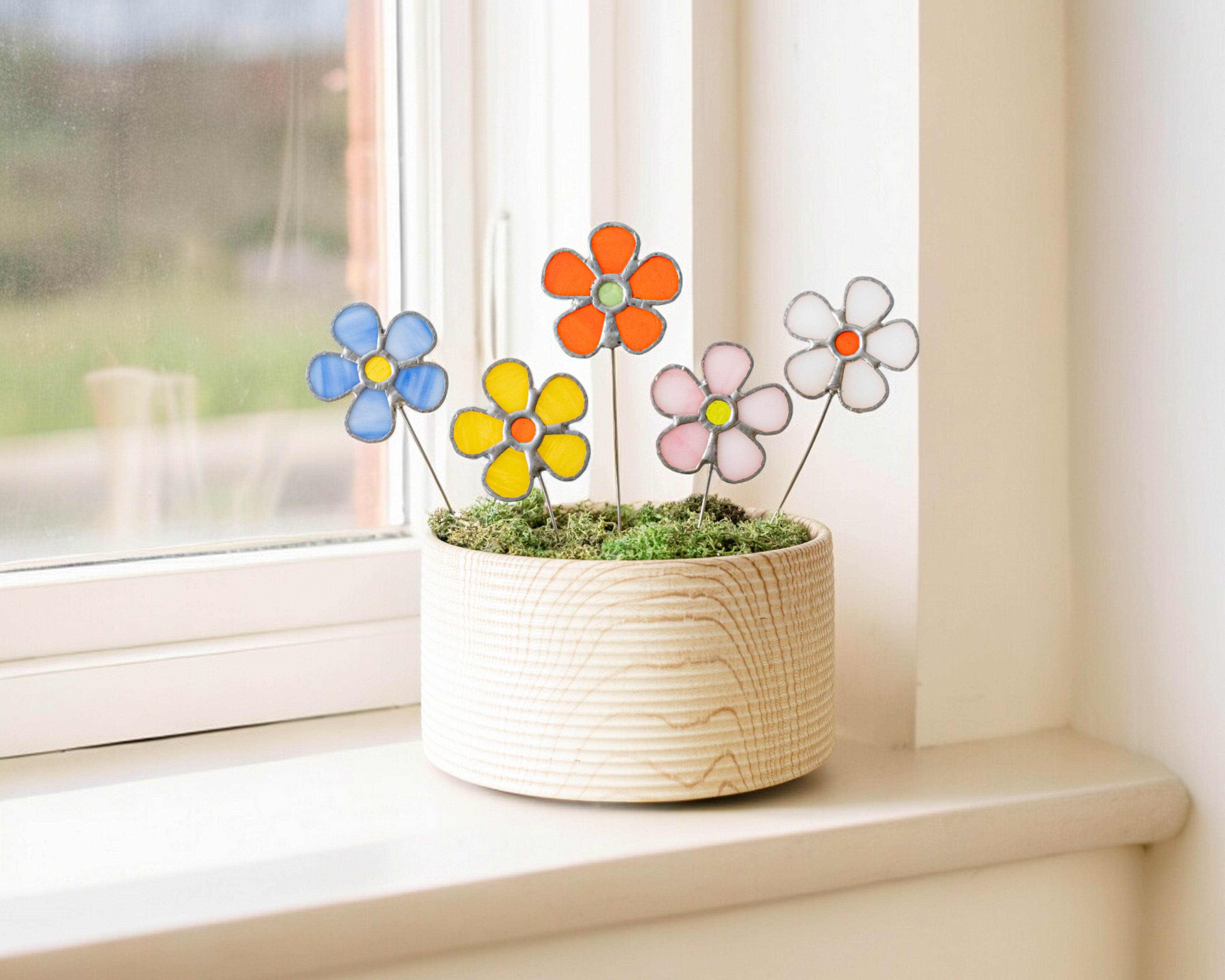 Stained Glass Flower For Handmade Wall Decor and Suncatcher