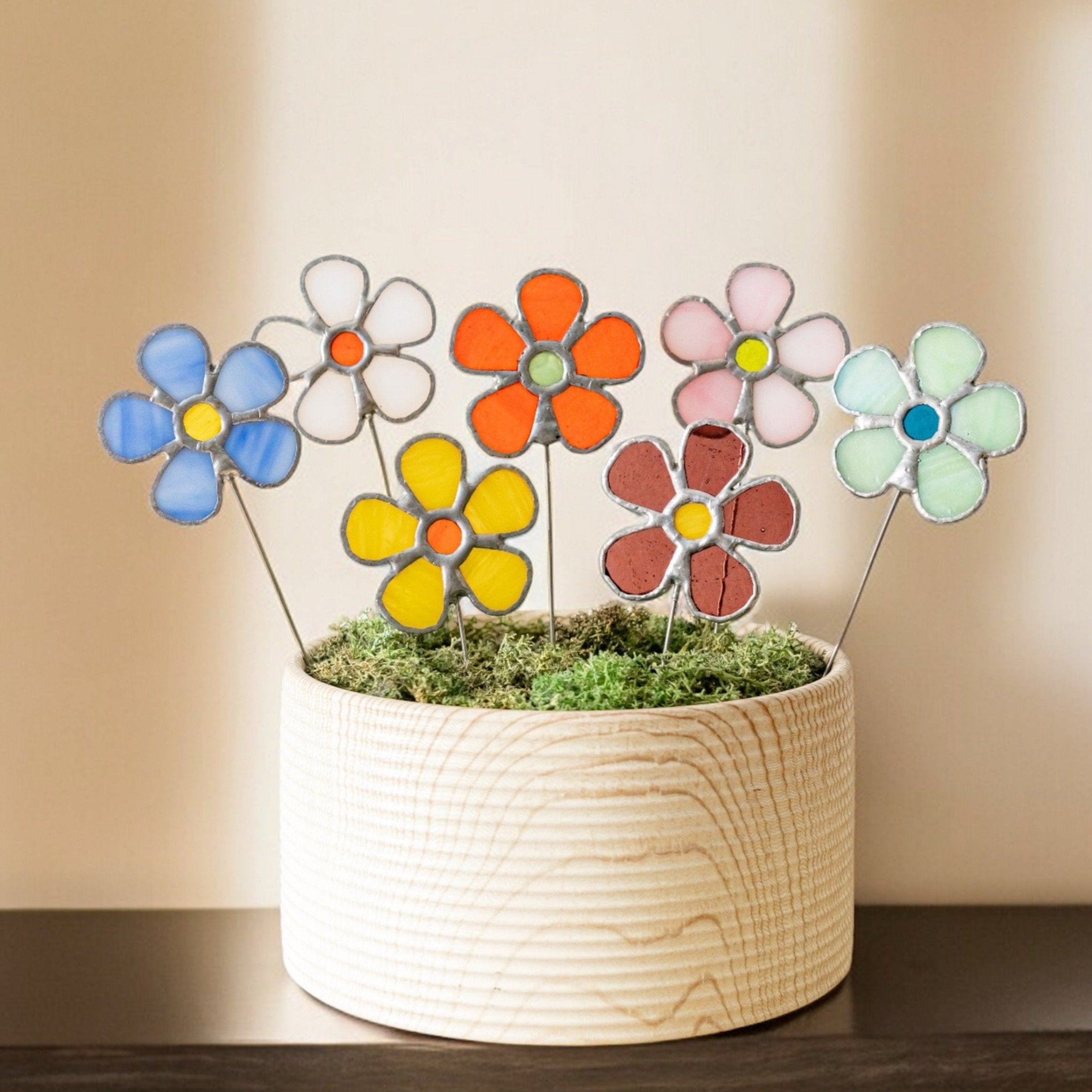 Artificial Plant Stained Glass Flower Table Decor