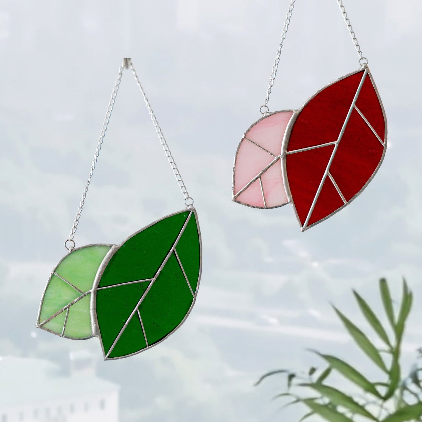 Leaves Stained Glass for Tropical style art, boho F31