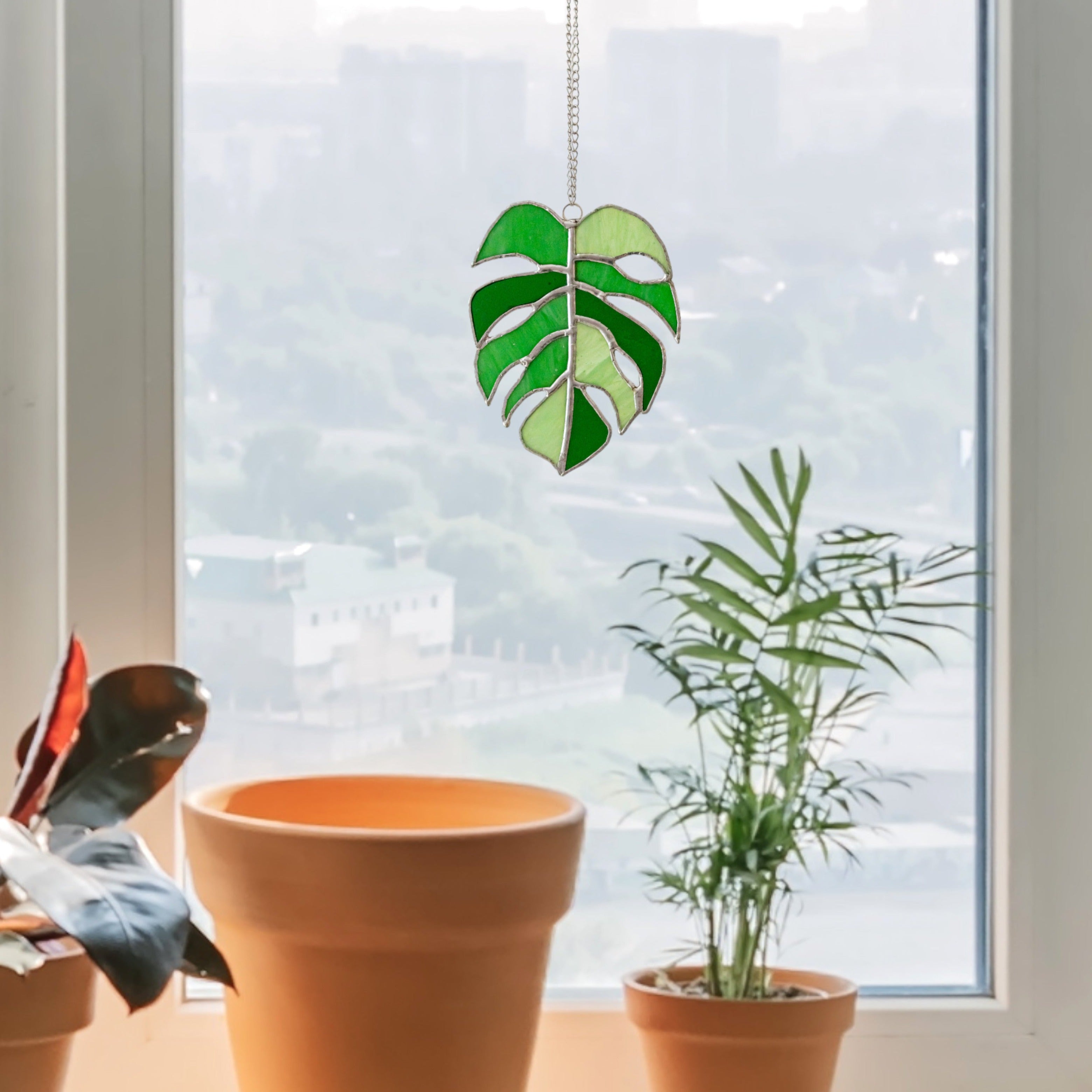 Leaves Stained Glass Suncatcher For Nature Gift Idea