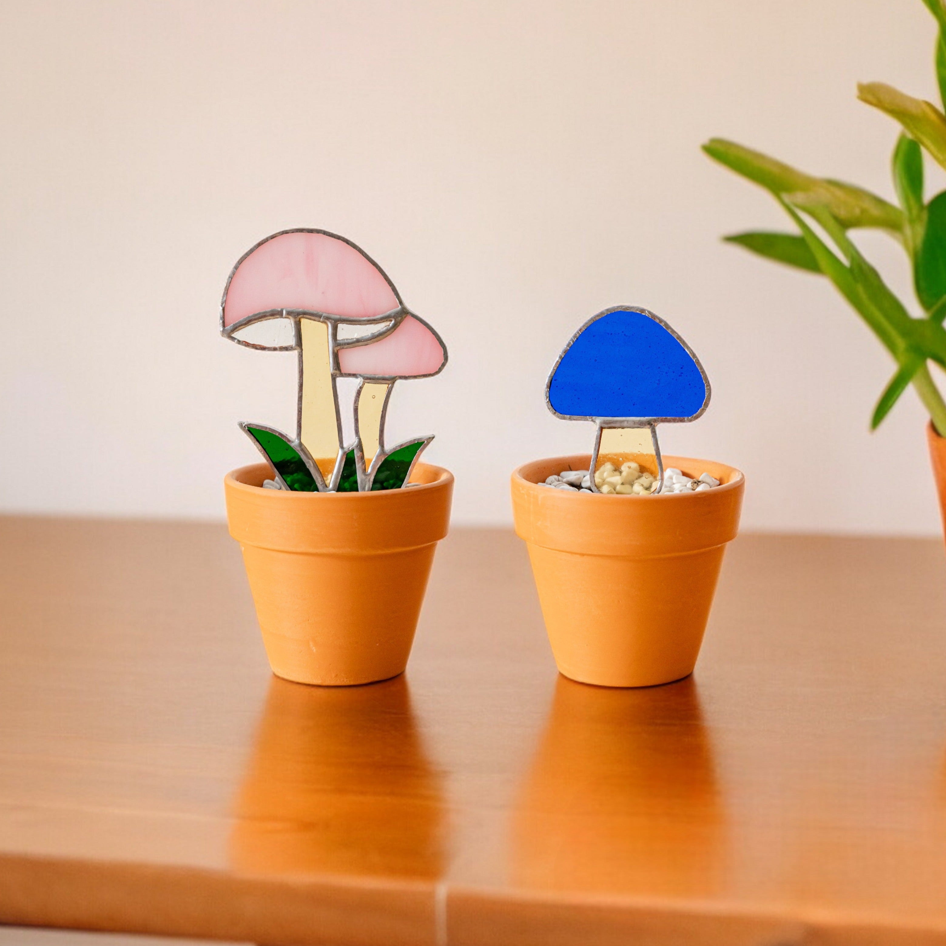 Plant Accessories Stained Glass Mushroom Plant Stakes Home Decor