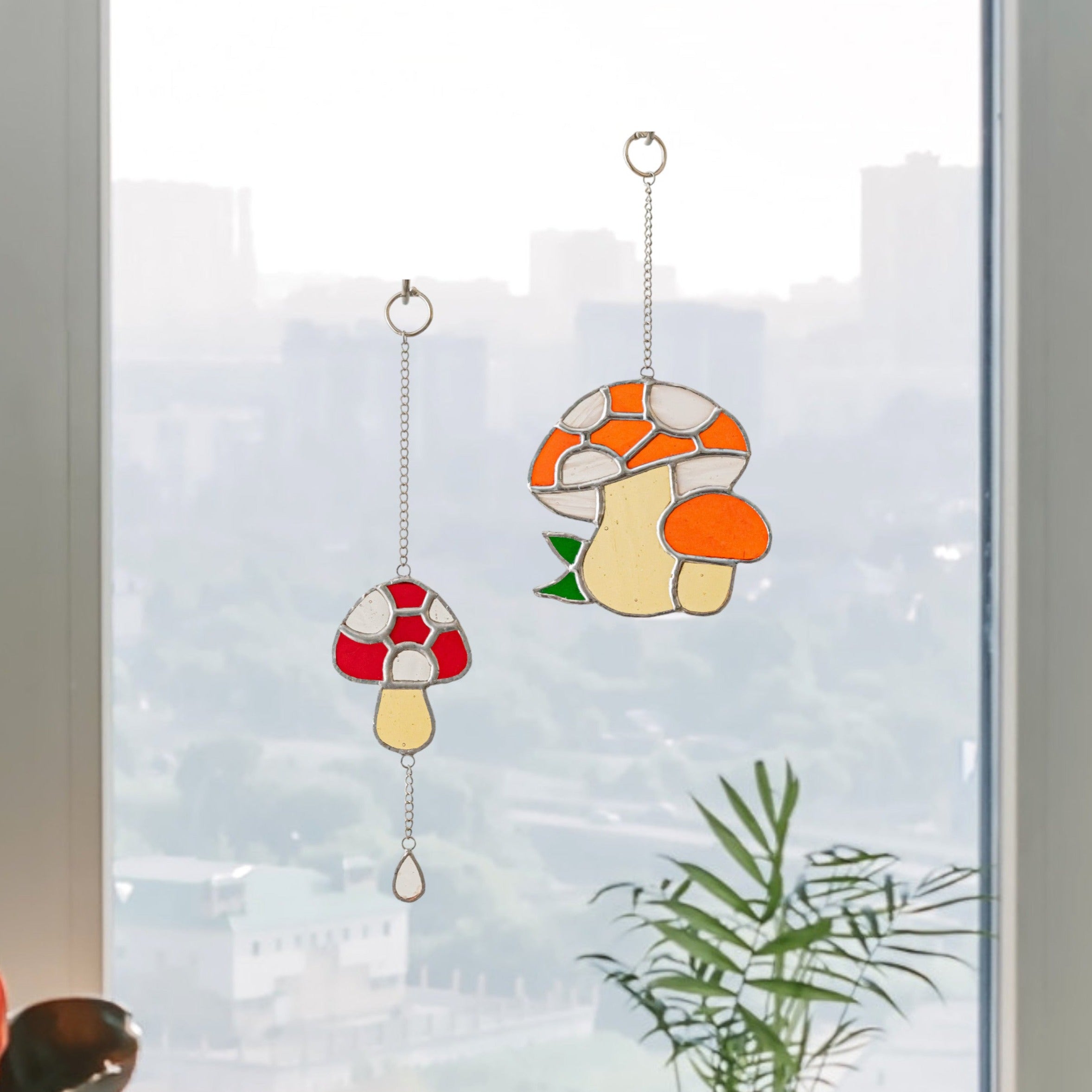 Stained Glass Mushroom Suncatcher For Cottagecore Decor