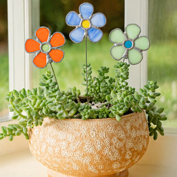 Stained Glass Flower Plant Stakes decor and Garden Ornaments F39