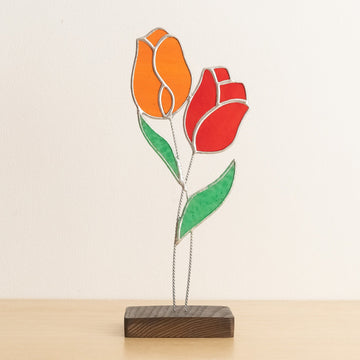 Stained Glass Flower Table Decor, Stained glass flowers Q29