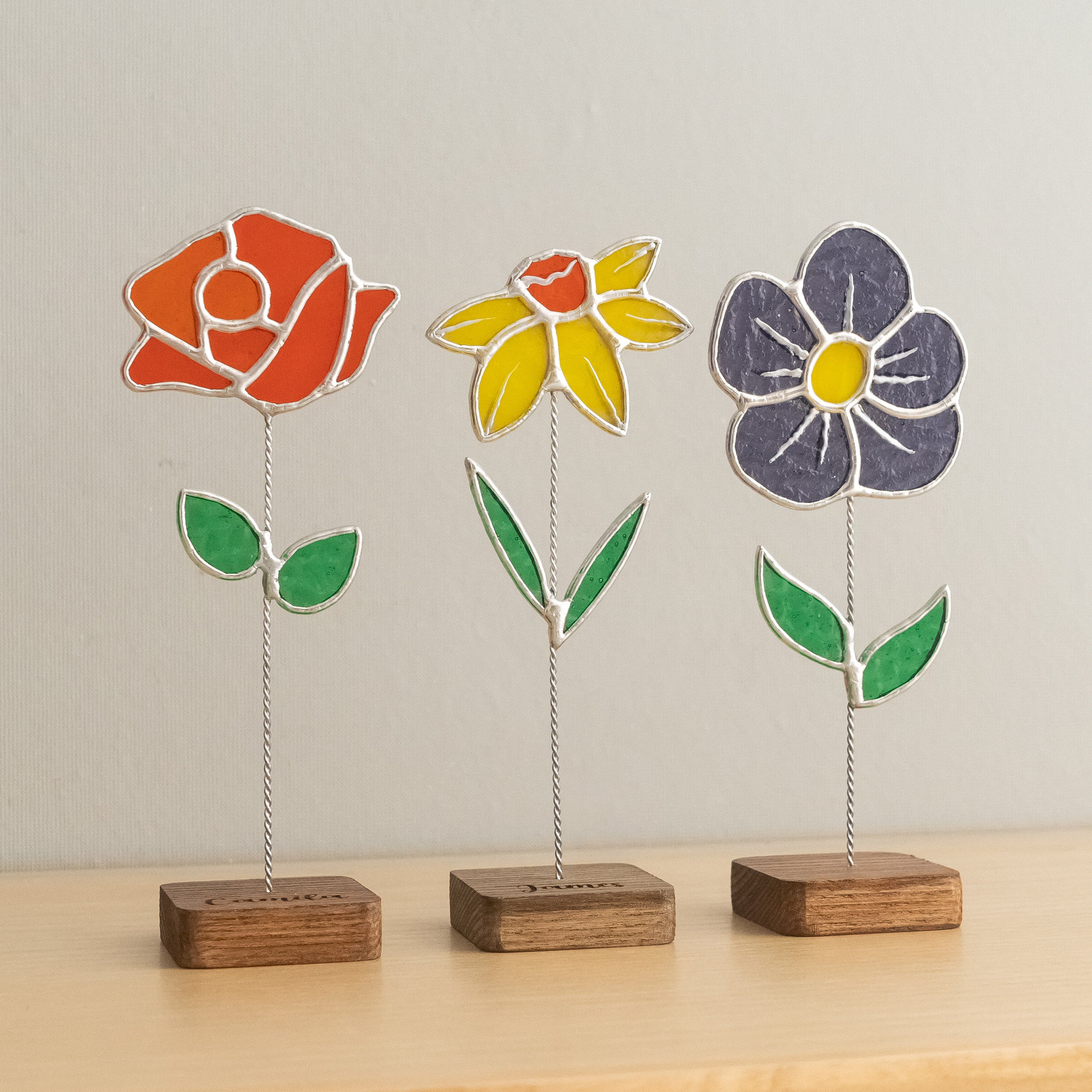 Stained Glass Flower Table Decor glass for Home Ornaments Q31