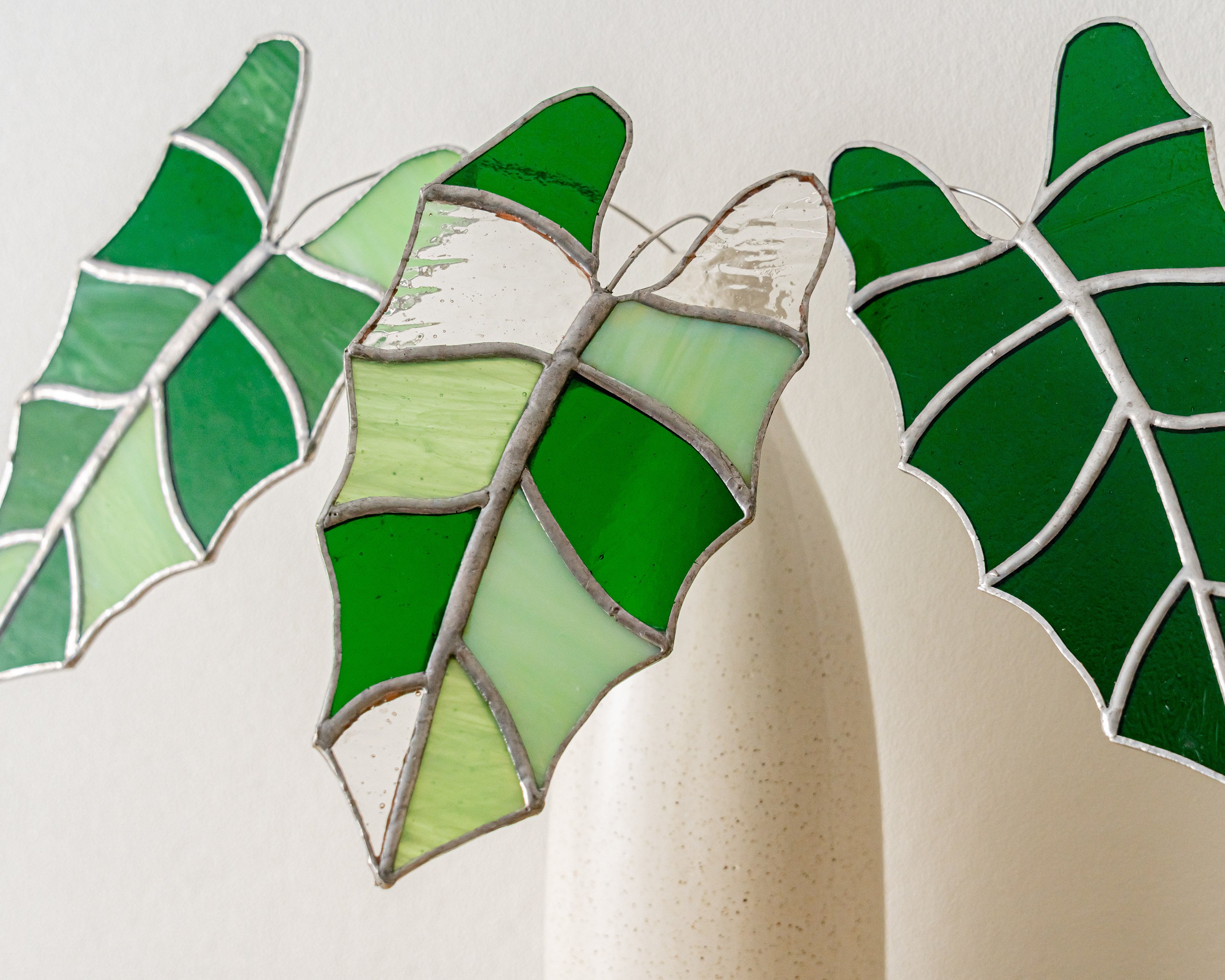 Monstera Leaf Stained Glass Suncatcher