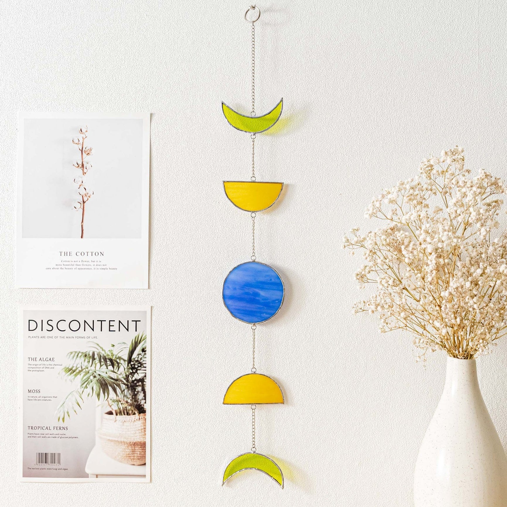 Stained Glass Moon Phase Hanging decor and Wall hanging F12