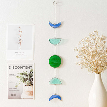 Stained Glass Moon Phase Hanging glass for Stained glass art F12