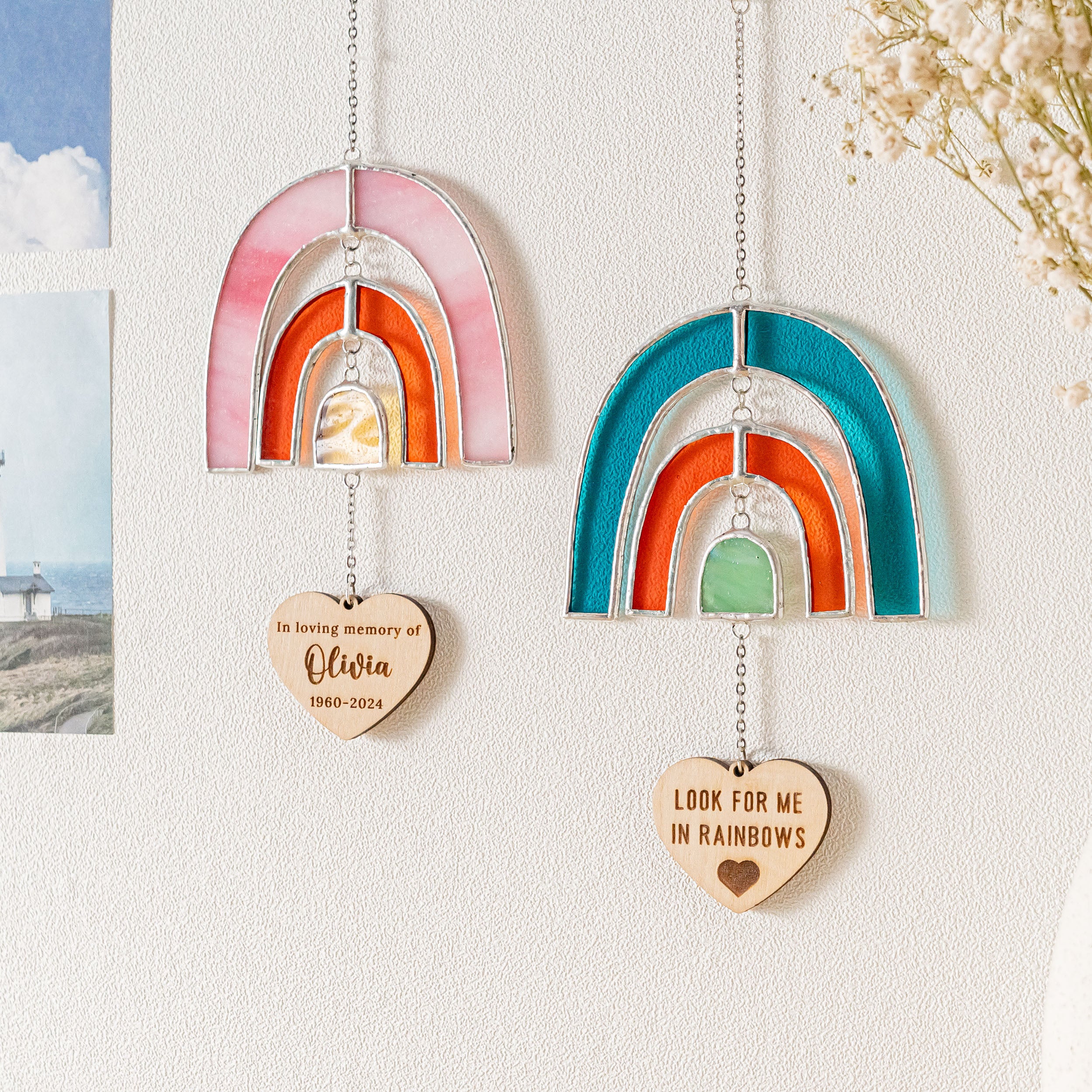 Regenbogen-Buntglas zum Muttertag als herzliche Hommage an das Fenster 