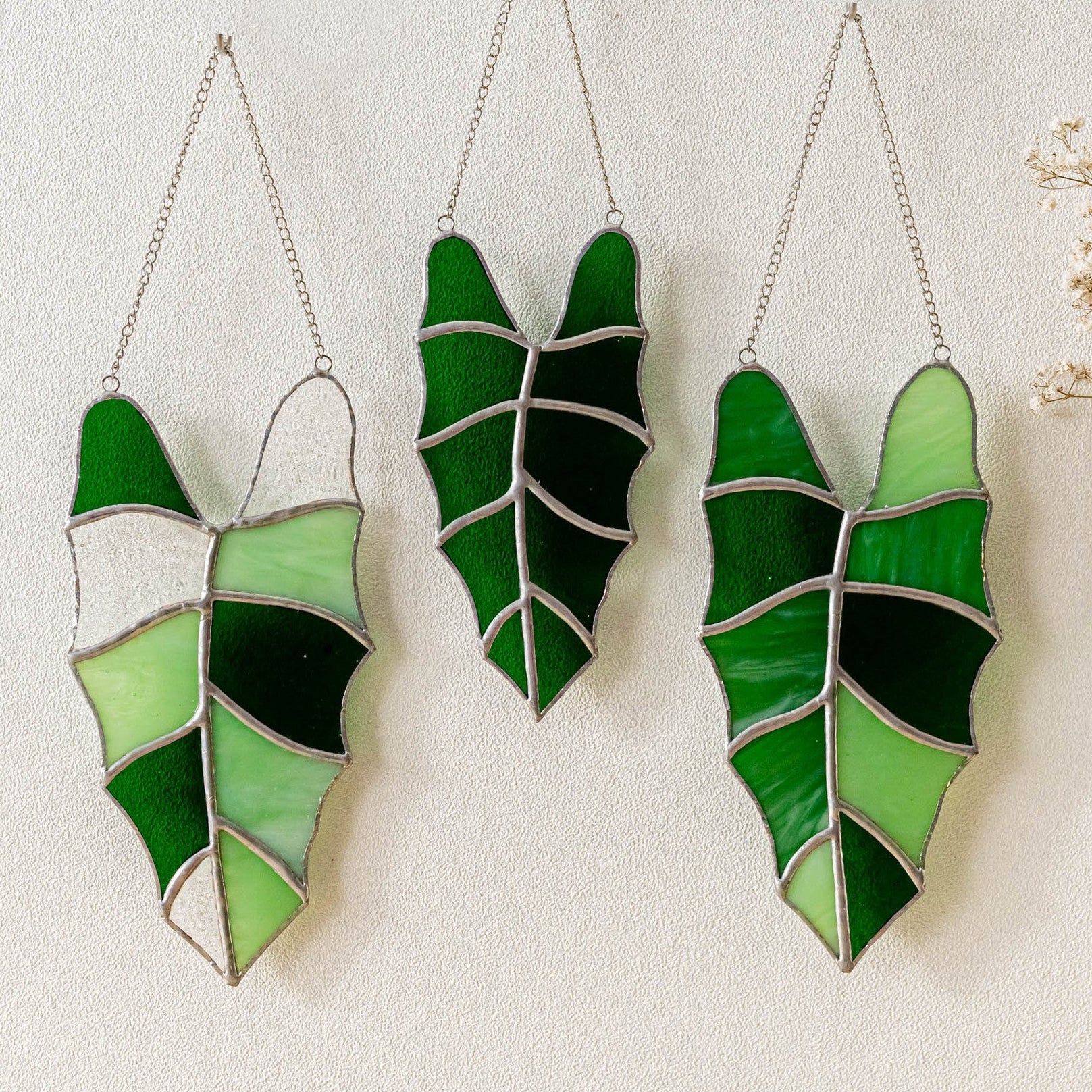 Leaf Stained Glass, Boho wall hanging and glass art F37