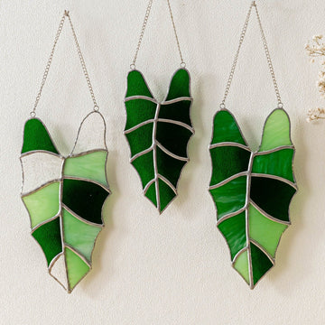Leaf Stained Glass for Tropical style art, boho F37