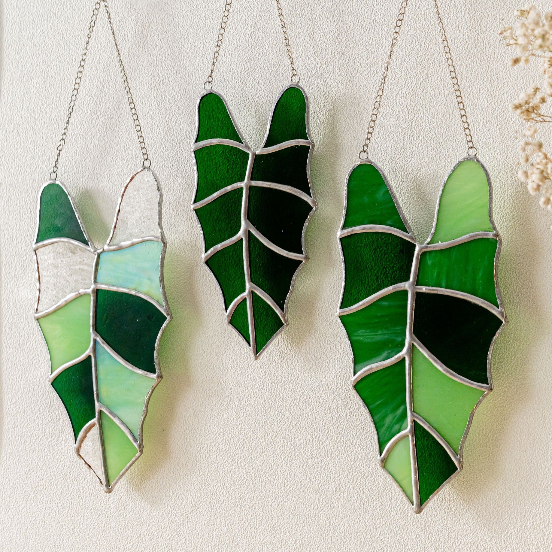 Leaf Stained Glass for Tropical style art, boho F37