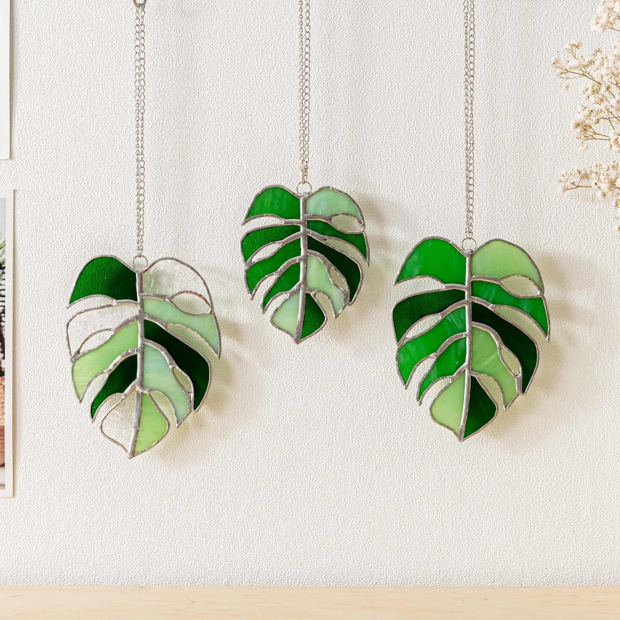 Monstera Leaf Stained Glass For Nature Decor and Garden Gift